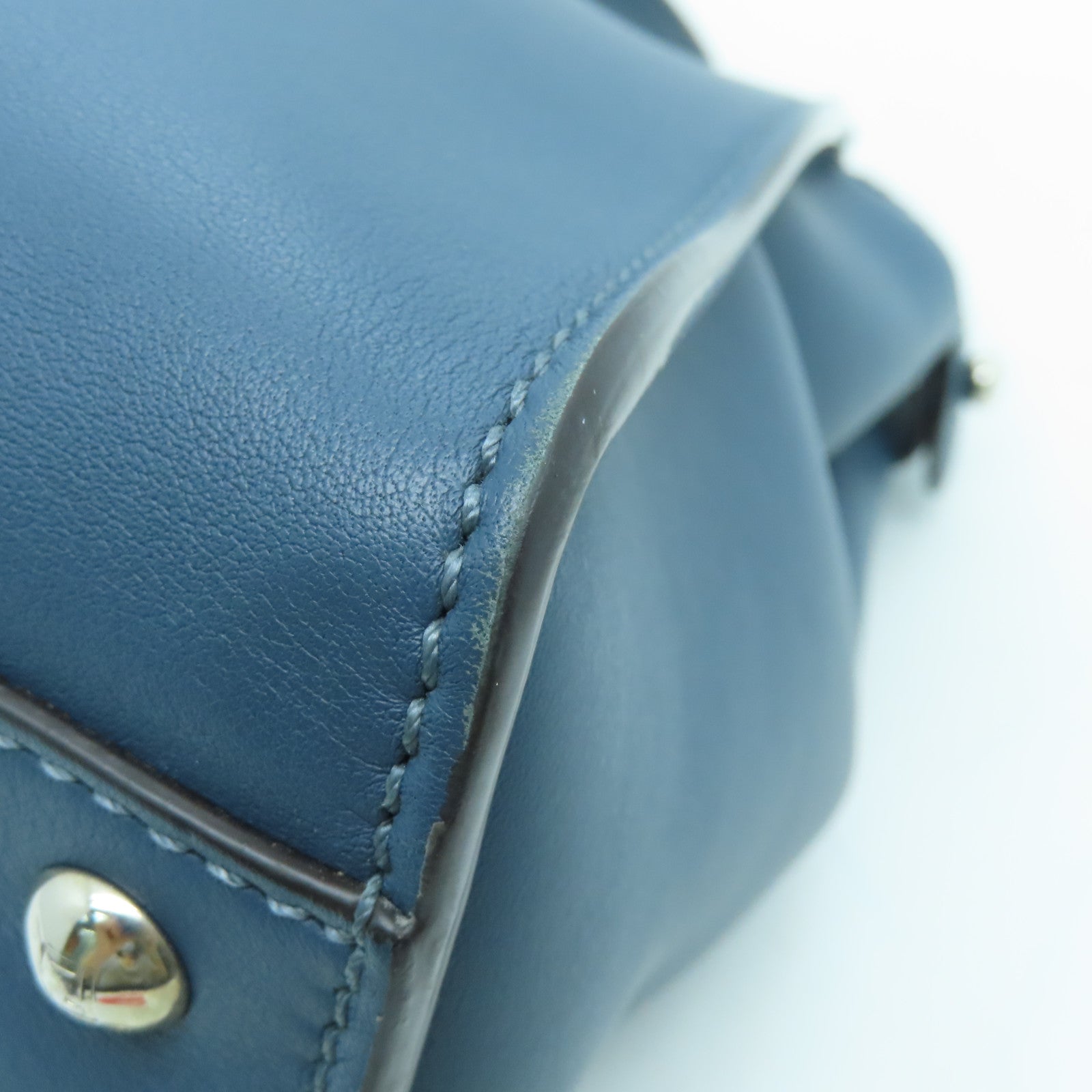 FENDI 牛皮皮革2 Way Shoulder银扣手挽肩背两用袋蓝色/橘色