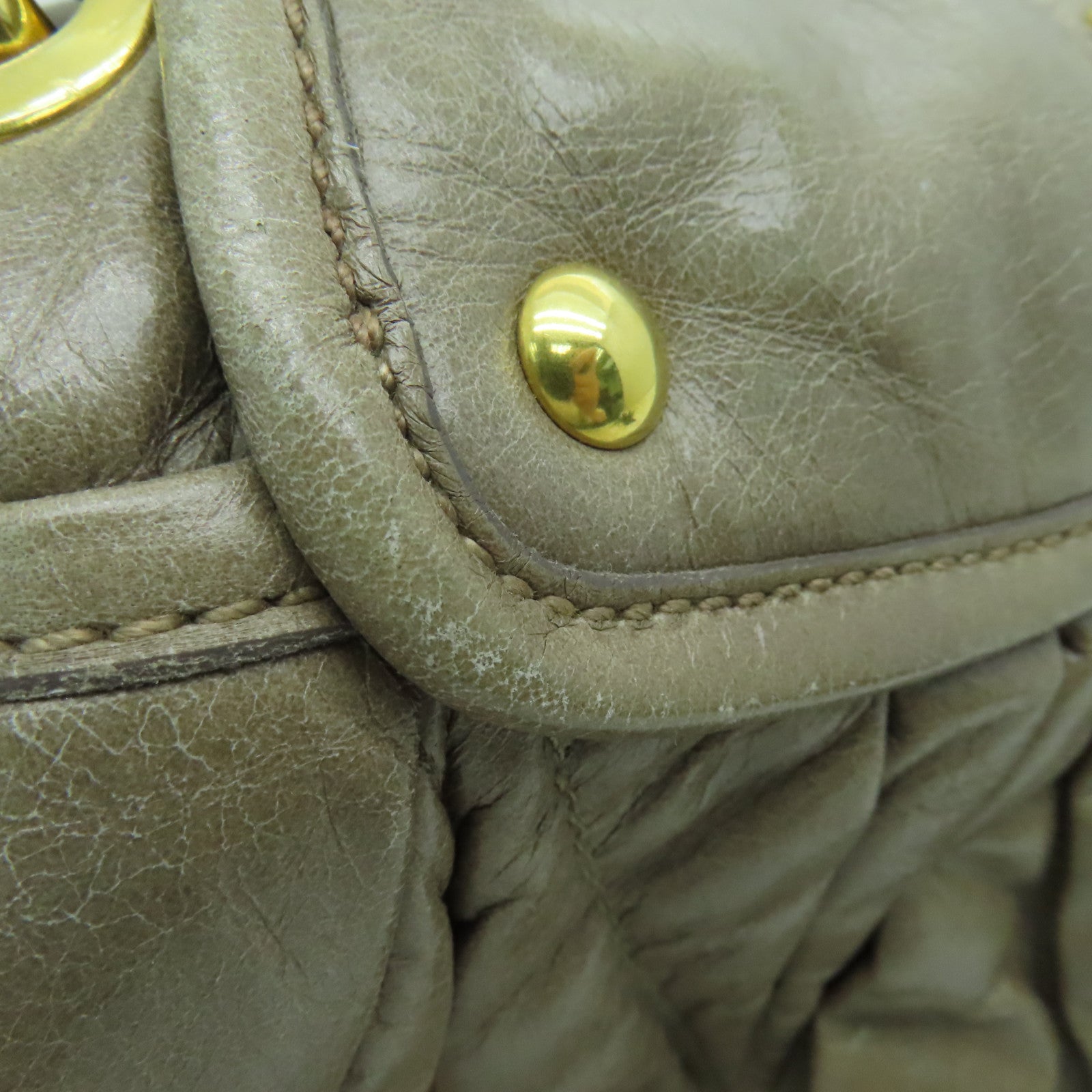 Miu Miu 牛皮皮革2way Shoulder Bag金扣手挽肩背两用袋啡色