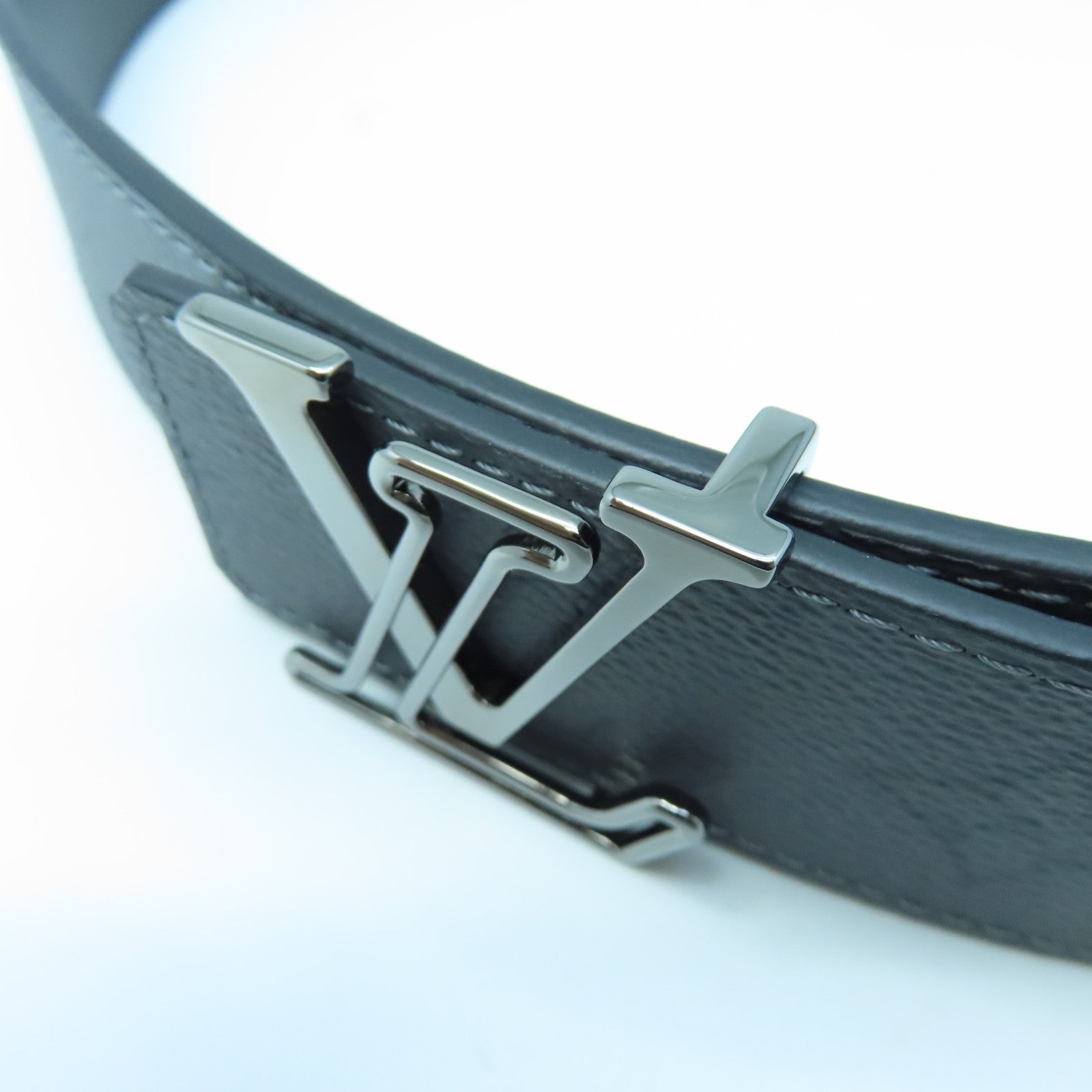 LOUIS VUITTON Monogram Eclipse Reverse Belt 95cm銀扣皮帶灰色