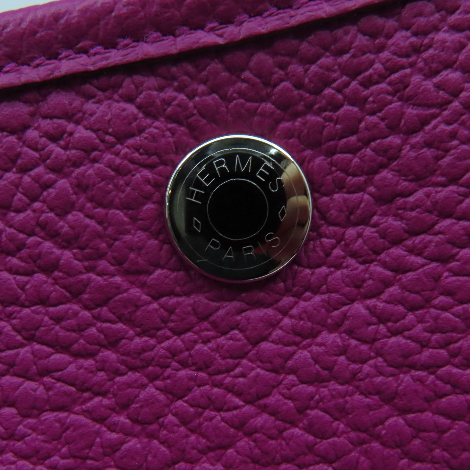 HERMES Negonda Leather Garden Party PM Silver Buckle Handle Purple