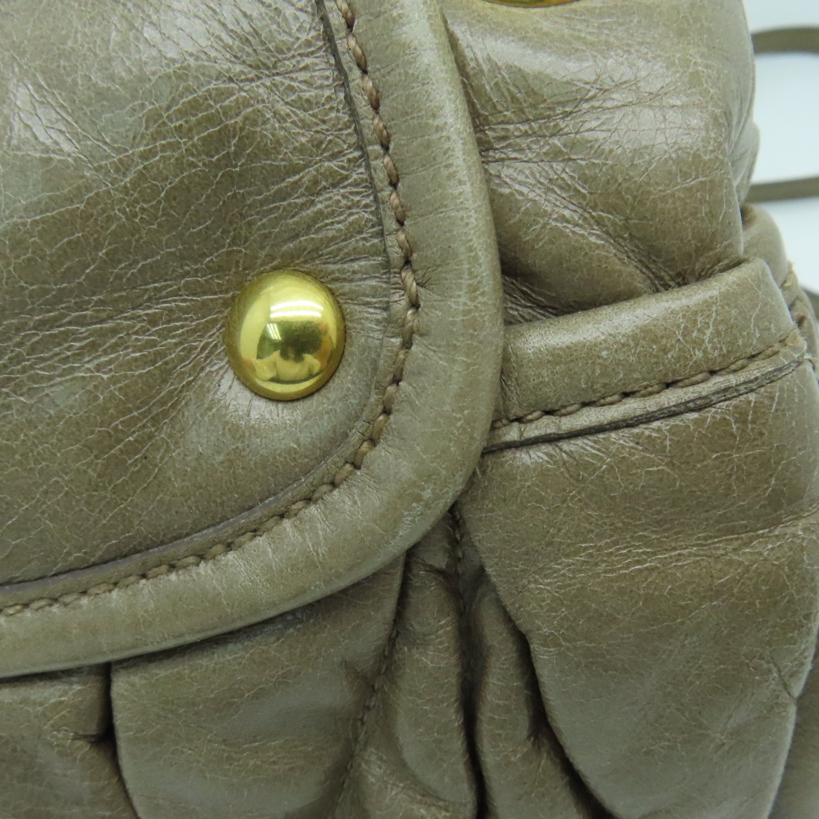 Miu Miu 牛皮皮革2way Shoulder Bag金扣手挽肩背两用袋啡色