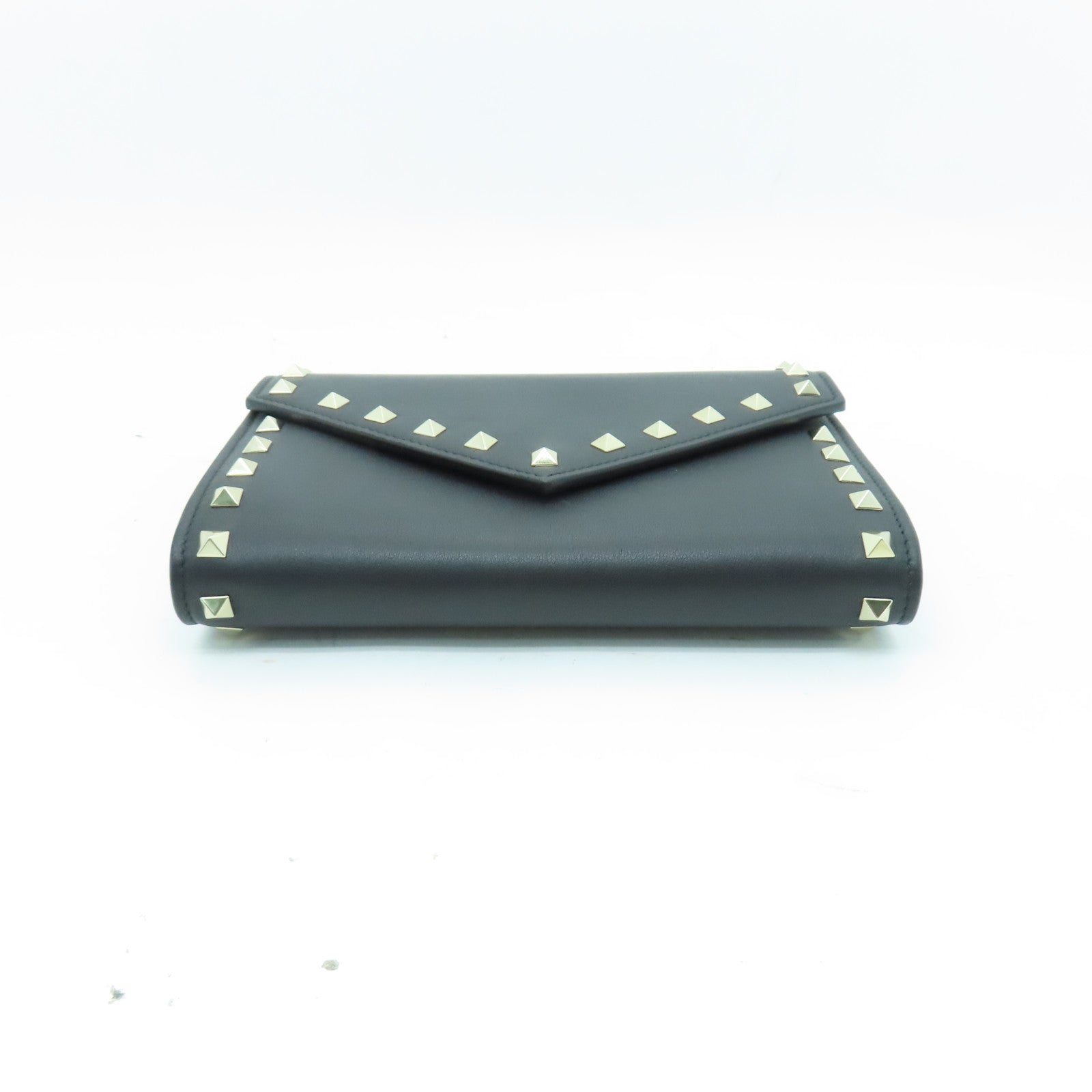 Valentino 牛皮皮革Chain Shoulder金扣鏈帶肩背袋黑色