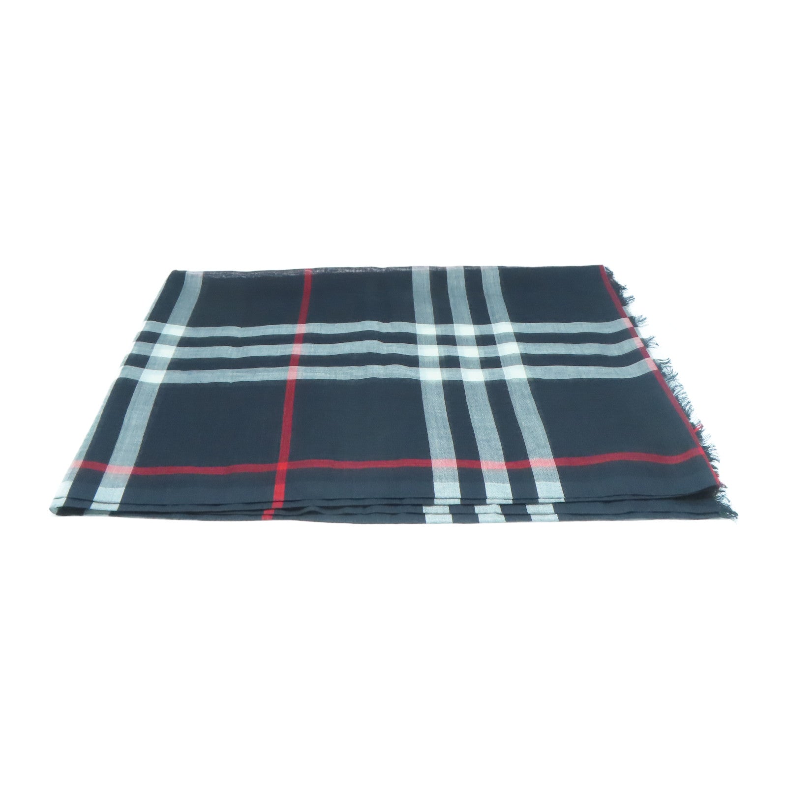 BURBERRY 羊毛/絲質Scarf圍巾深藍色