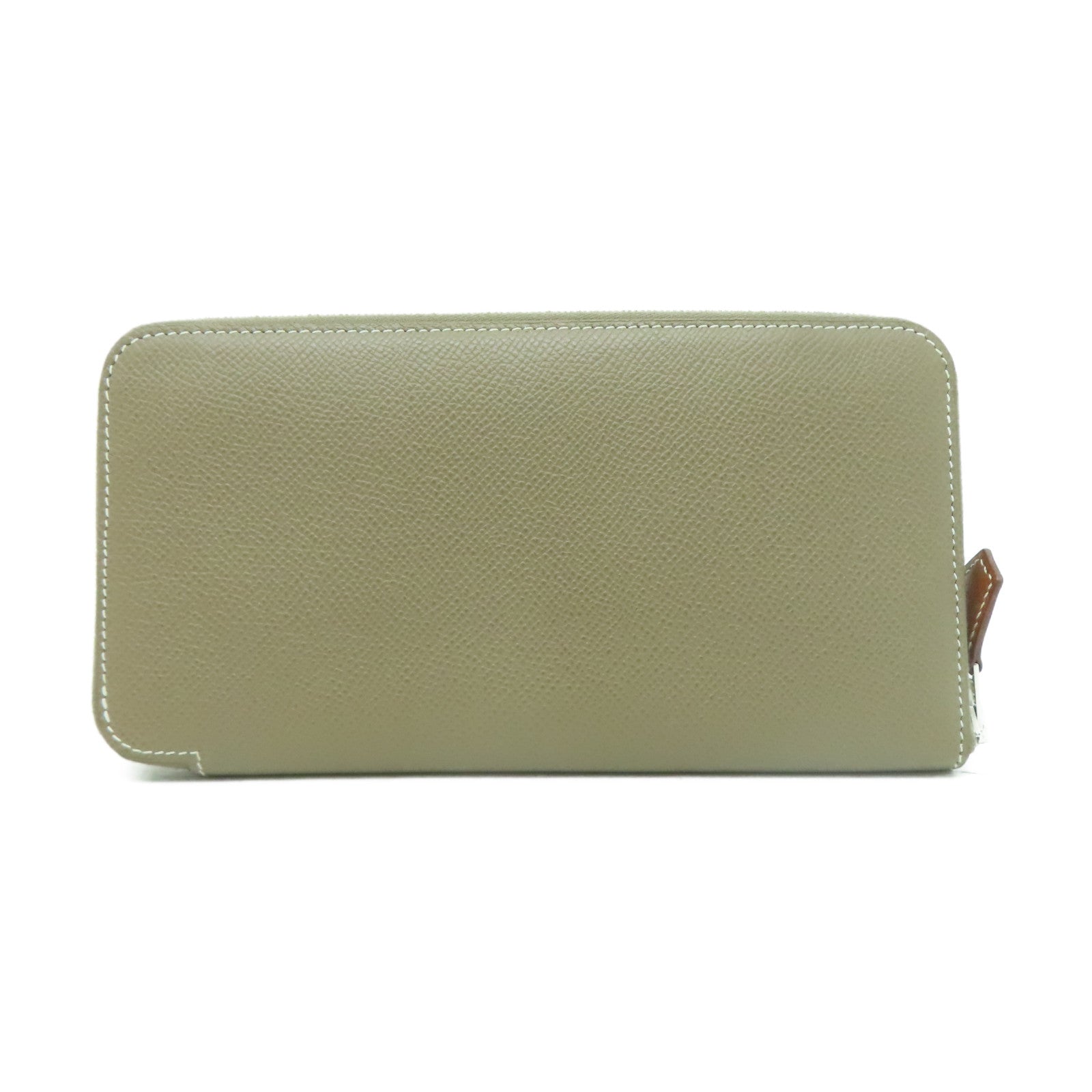 HERMES Veau Epsom皮革Silk In Compact銀扣長錢包大象灰色