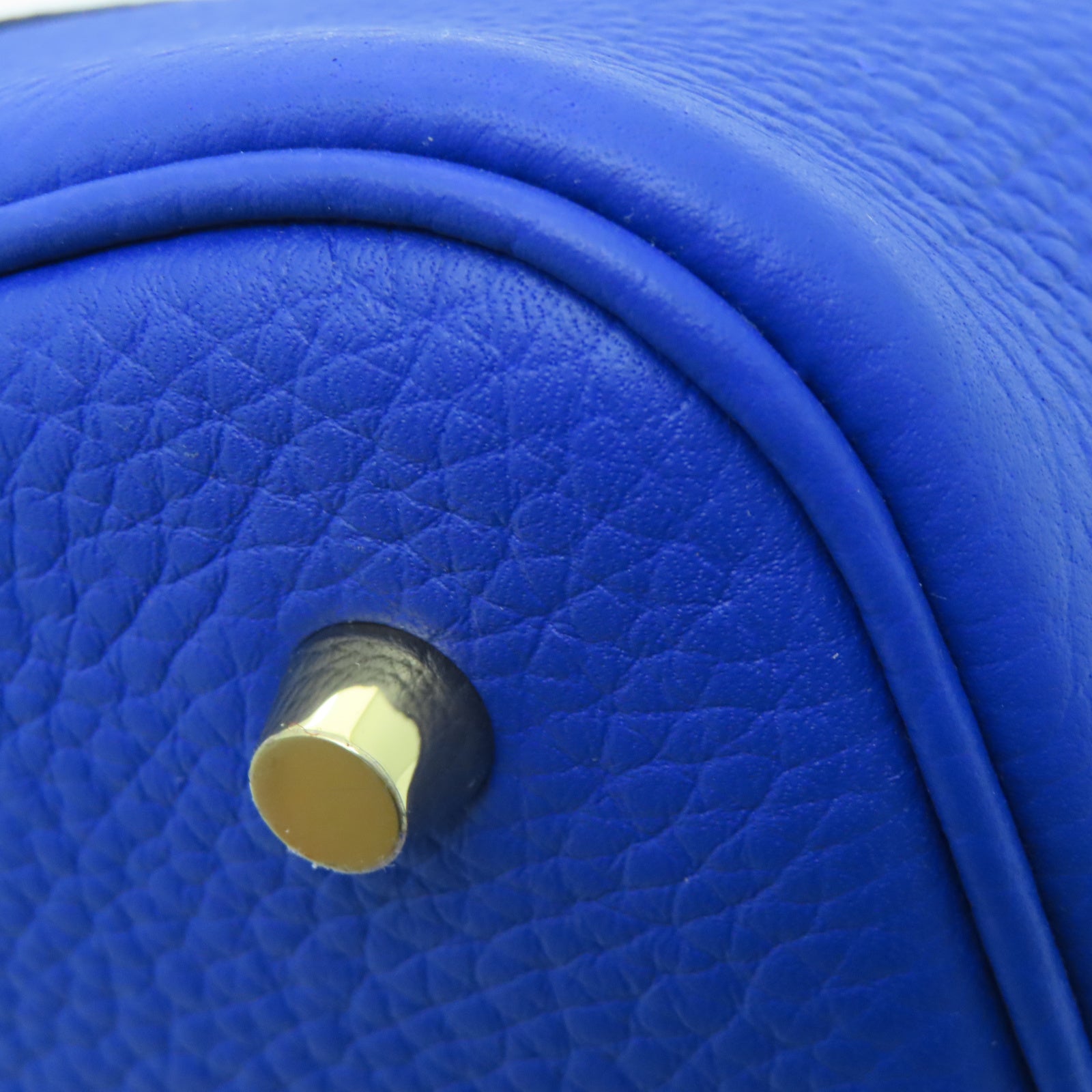 HERMES Taurillon Clemence Leather Picotin MM Gold Buckle Handle Bag Royal Blue