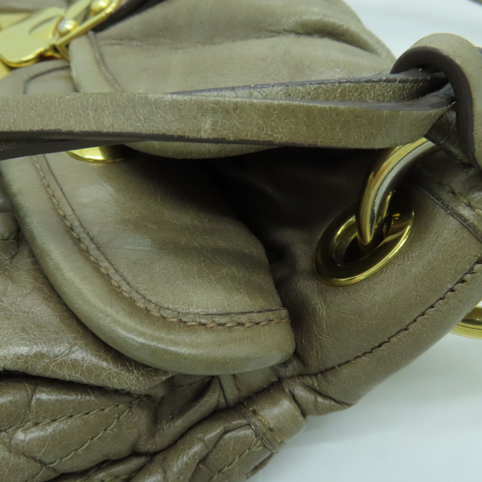 Miu Miu 牛皮皮革2way Shoulder Bag金扣手挽肩背两用袋啡色