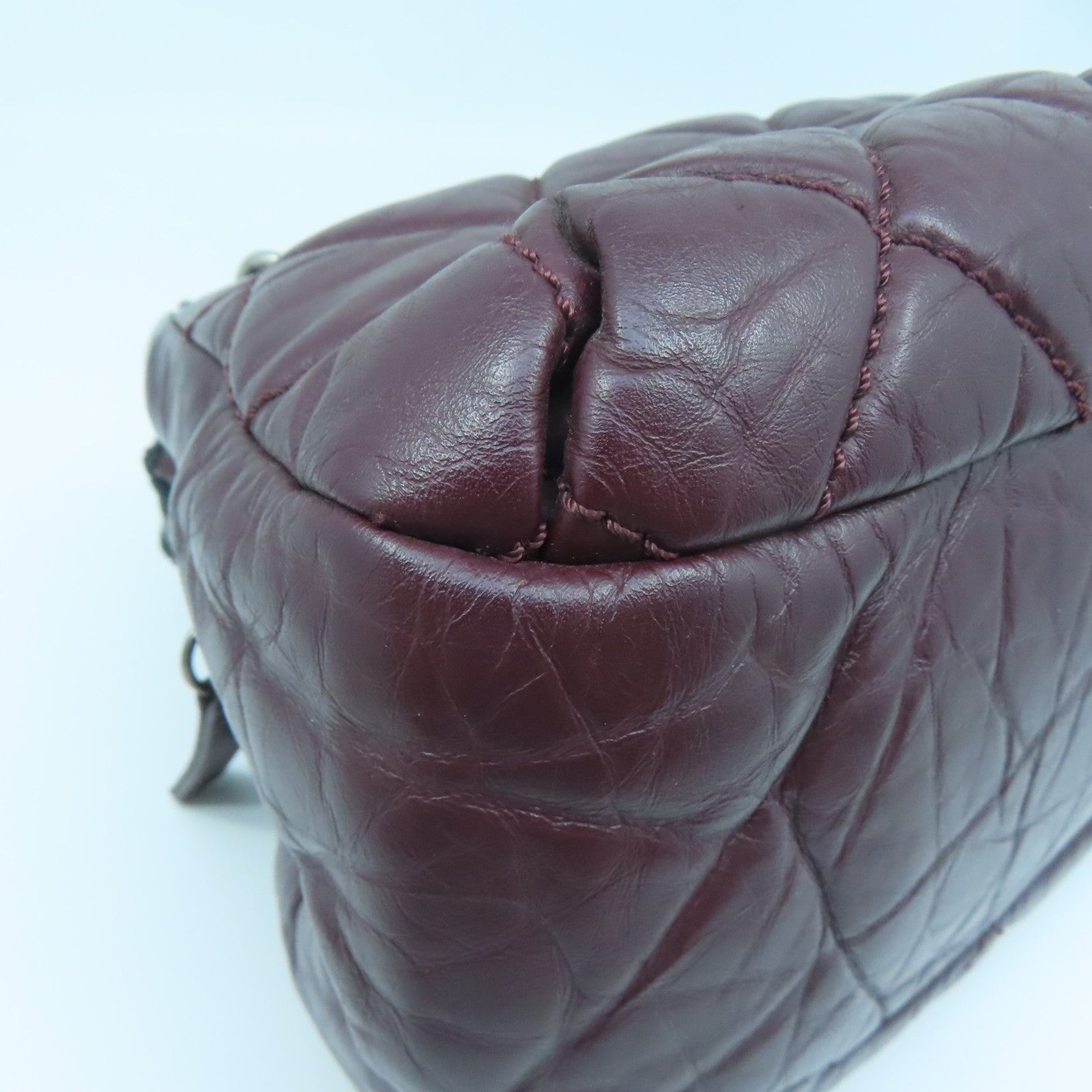 CHANEL 【激減優惠】菱格牛皮皮革Chain Shoulder Bag銀扣鏈帶肩背袋紅色