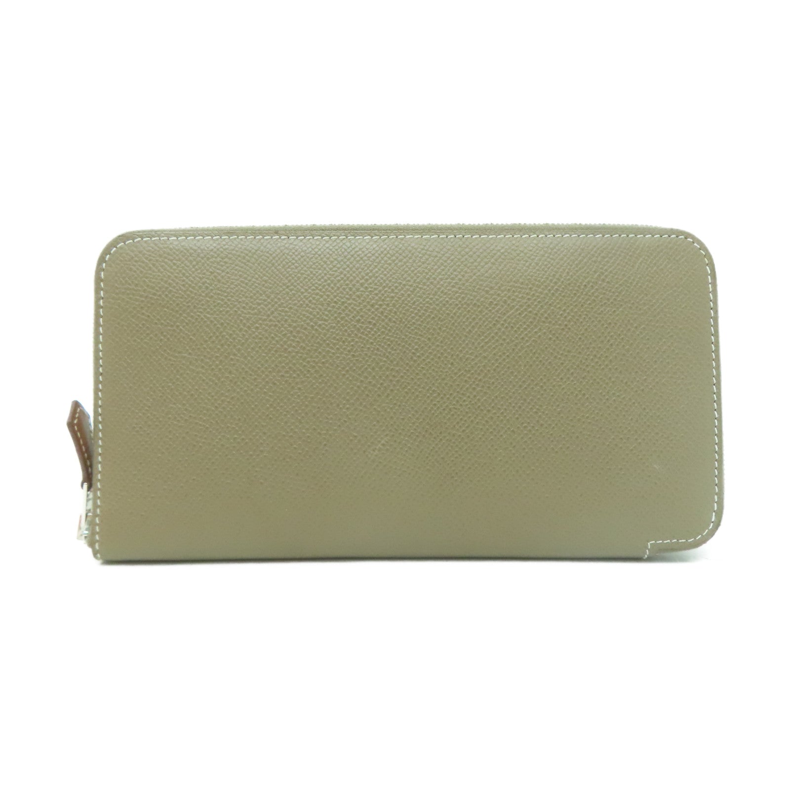 HERMES Veau Epsom皮革Silk In Compact銀扣長錢包大象灰色