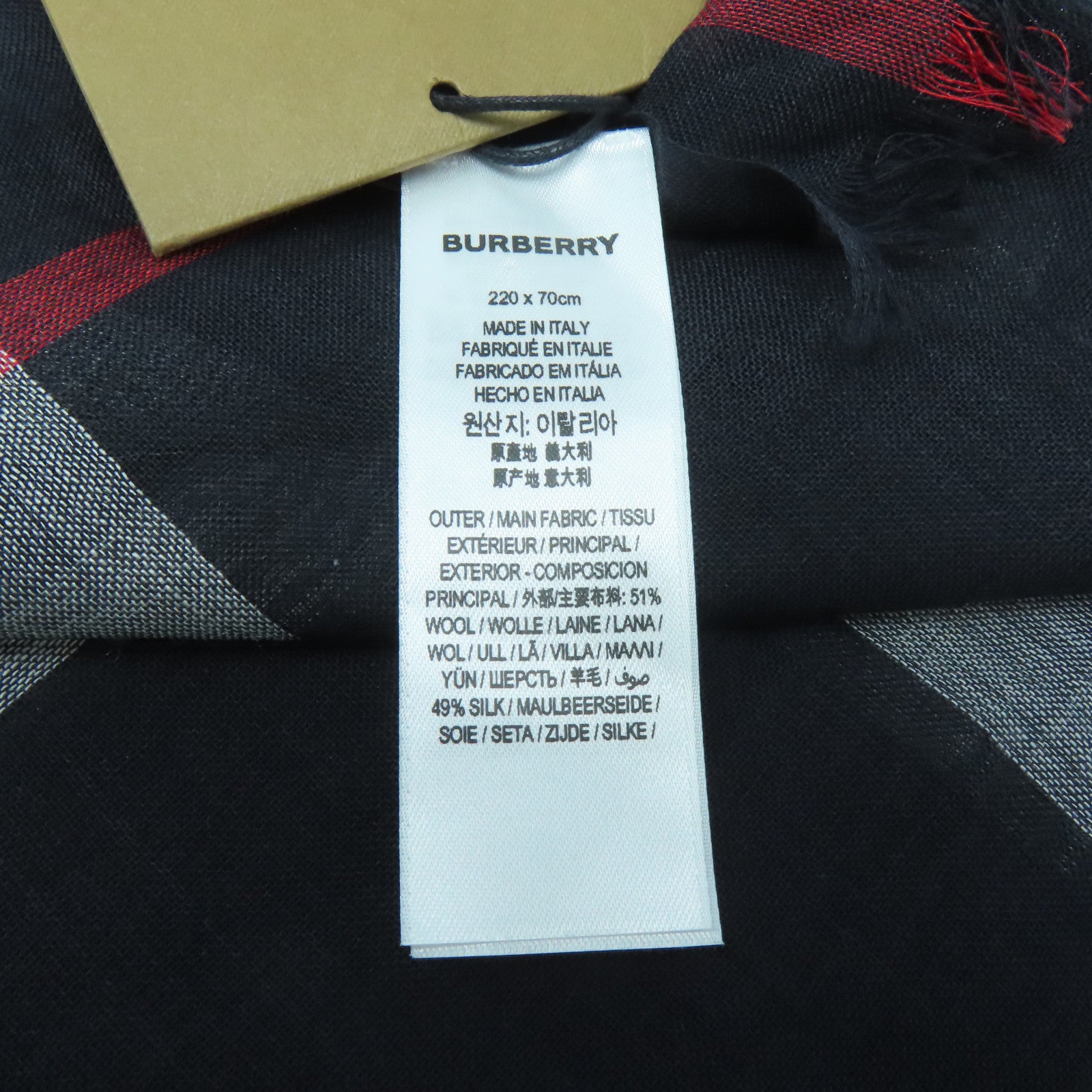 BURBERRY 羊毛/絲質Scarf圍巾深藍色