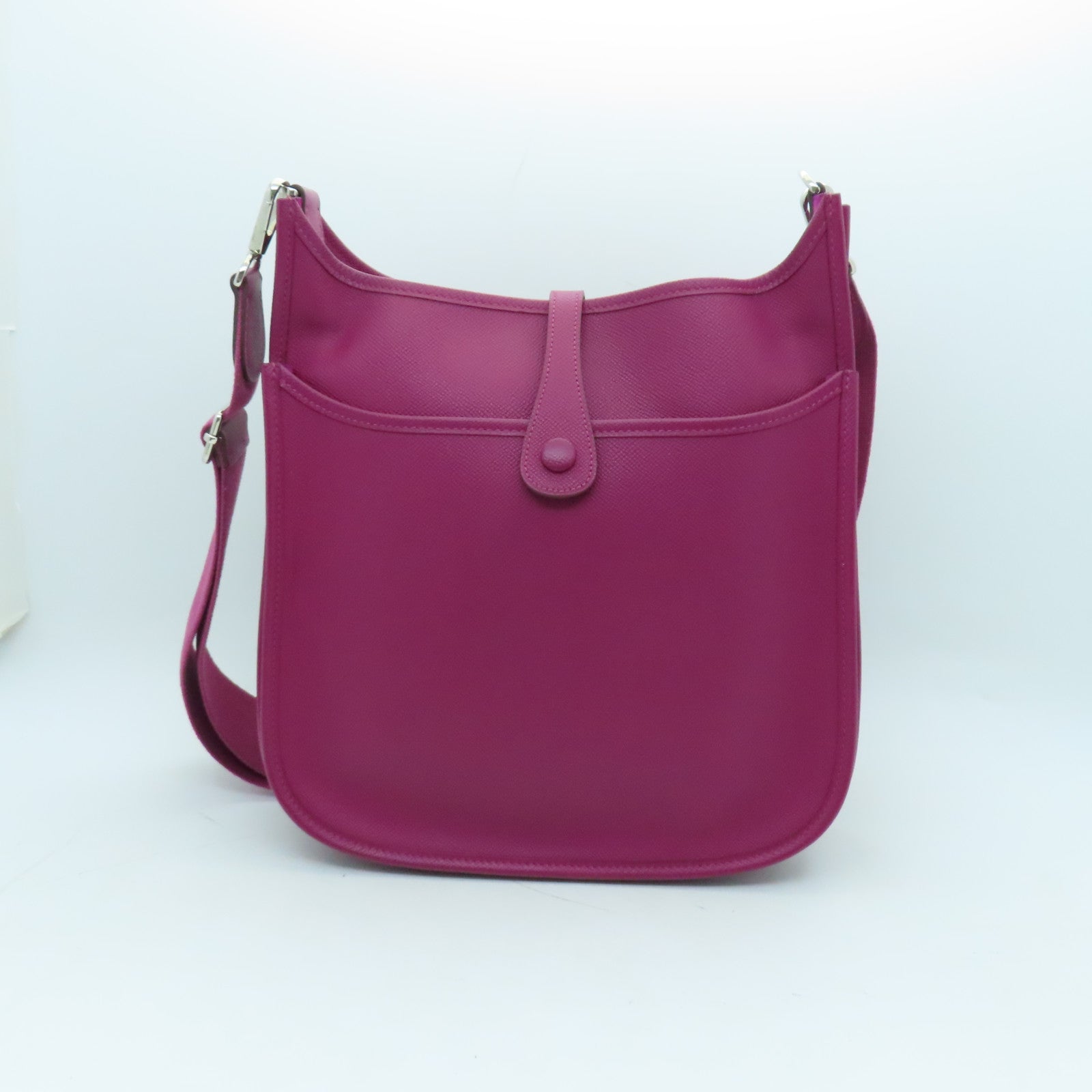 HERMES Veau Epsom皮革Evelyne PM銀扣肩背袋紫色
