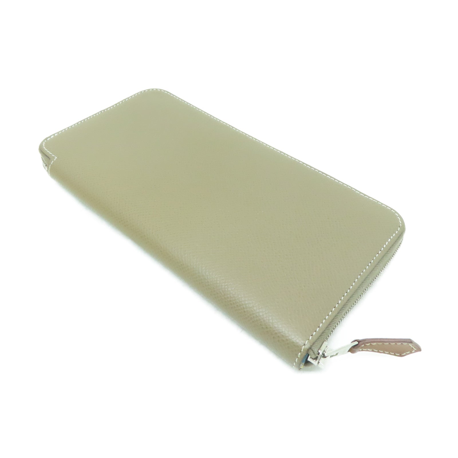 HERMES Veau Epsom皮革Silk In Compact銀扣長錢包大象灰色