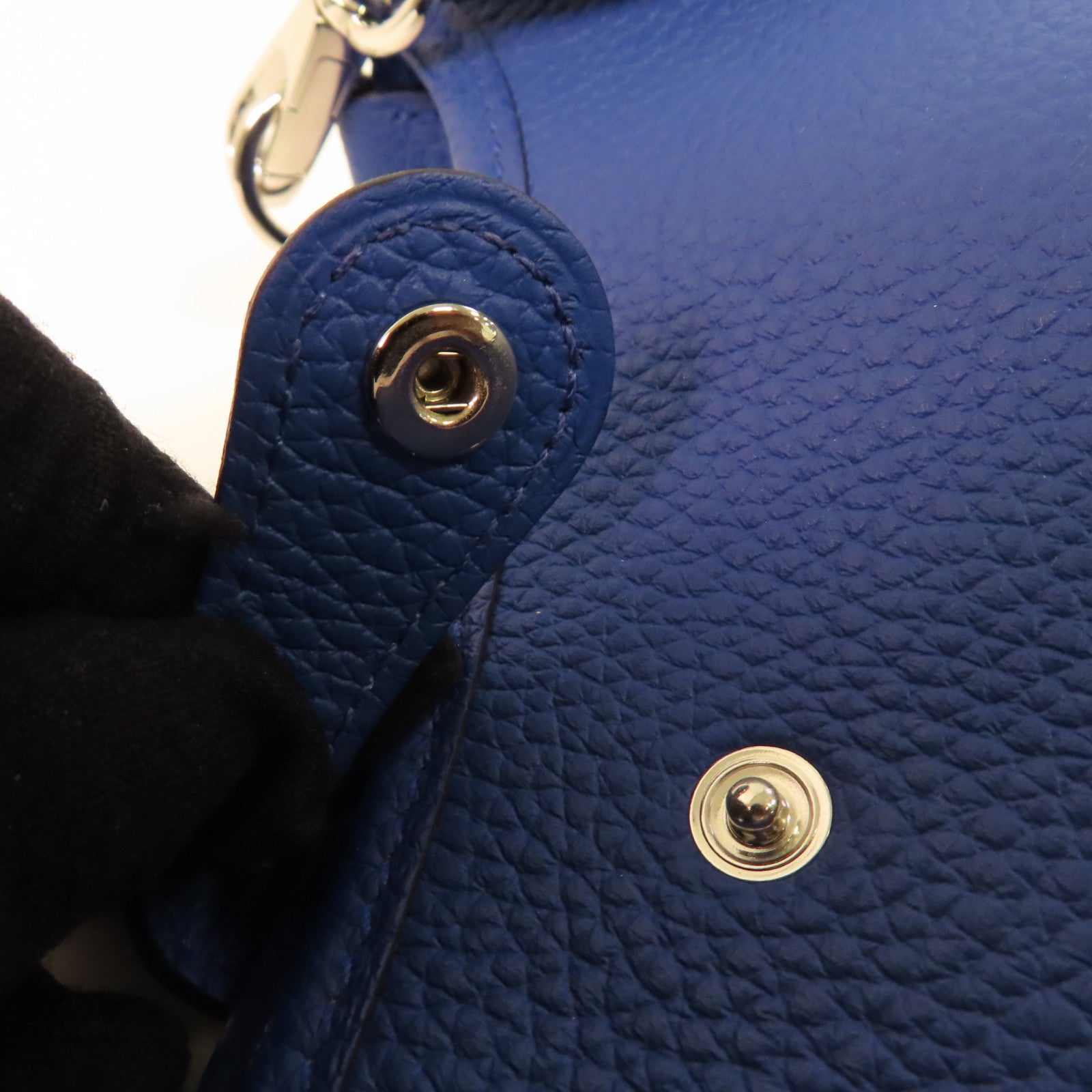 HERMES Clemence皮革Mini Evelyne 16 Shoulder Bag銀扣肩背袋Bleu Royal皇家藍色