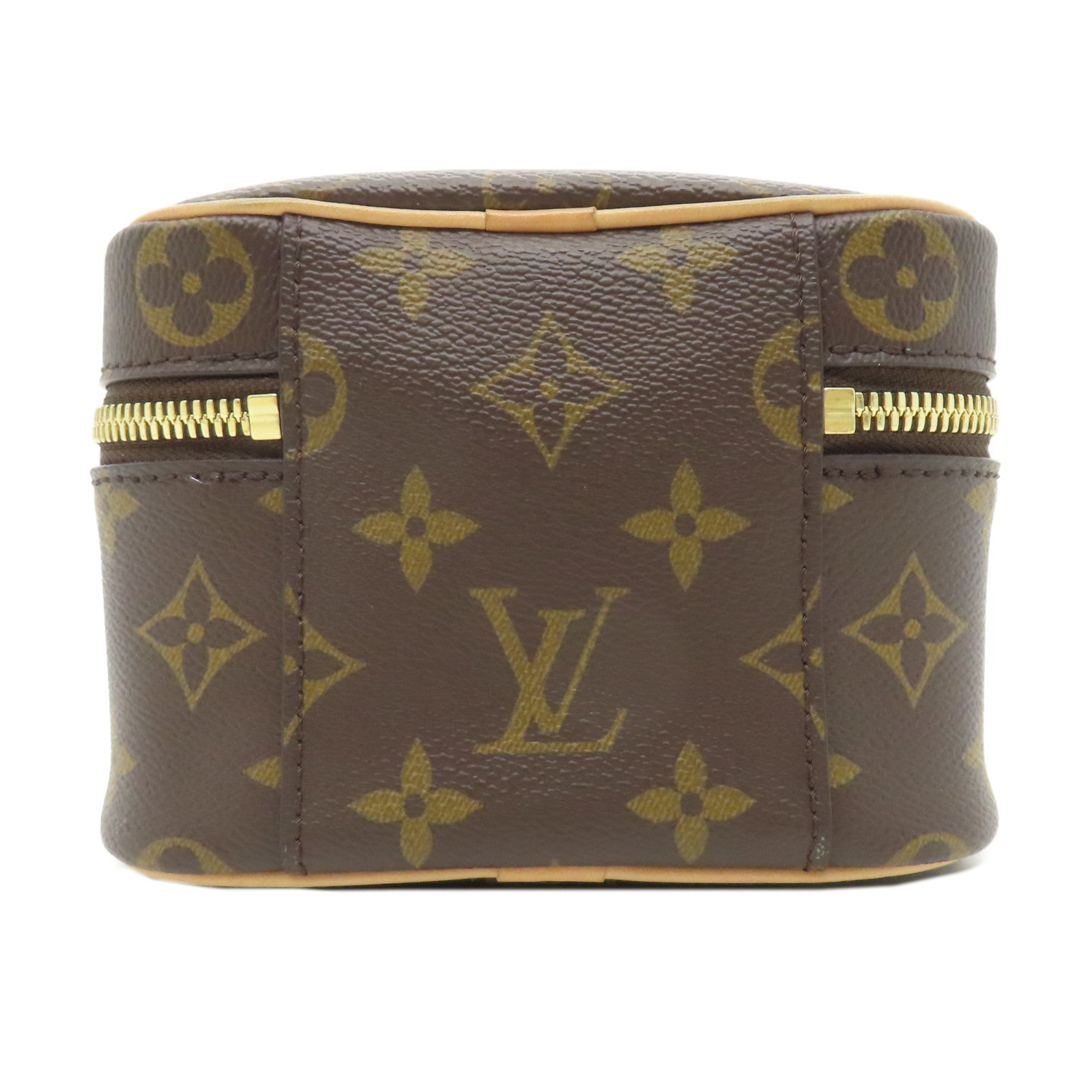 LOUIS VUITTON Monogram Nice Nano Toiletry Pouch金扣化妝袋啡色
