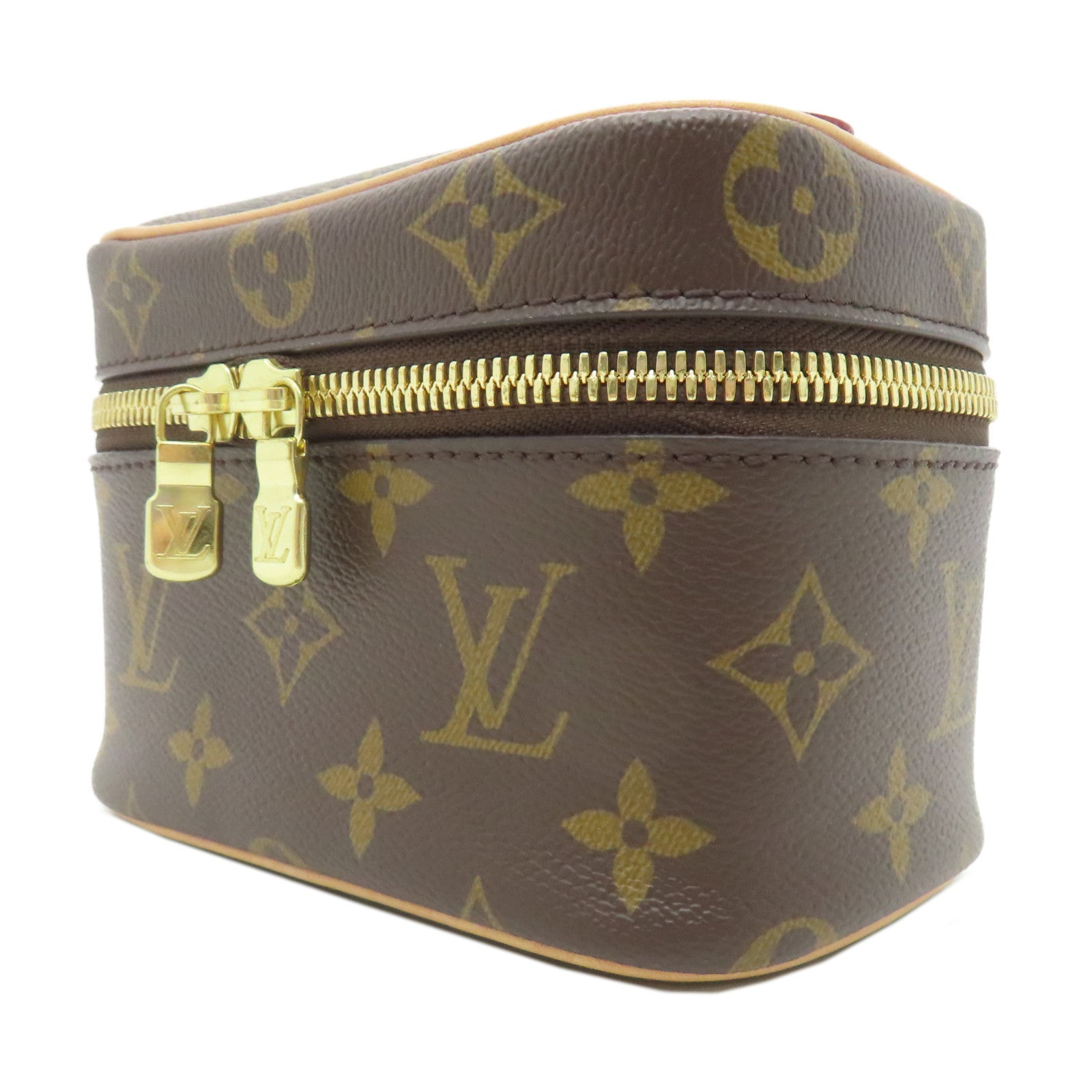 LOUIS VUITTON Monogram Nice Nano Toiletry Pouch金扣化妝袋啡色