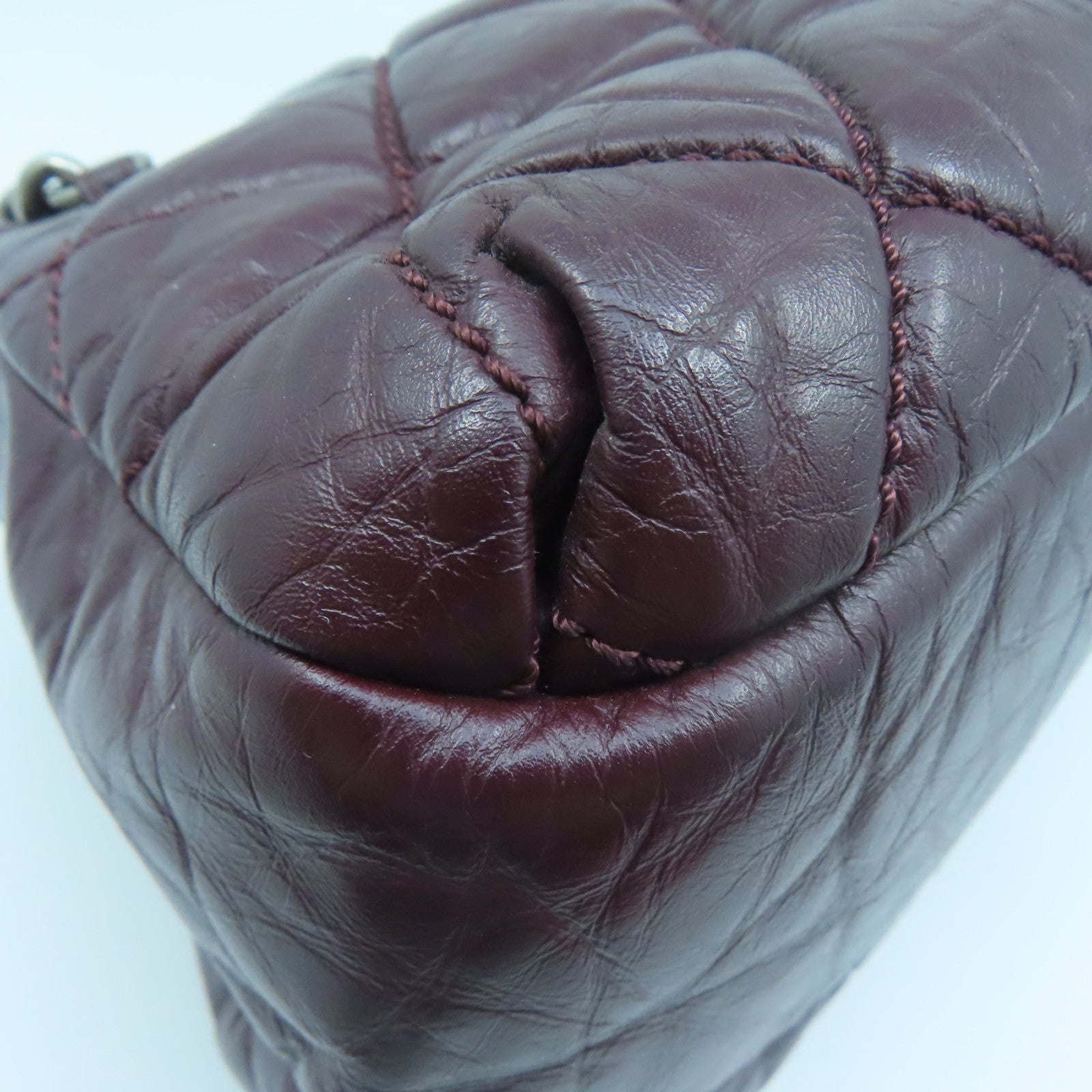 CHANEL 【激減優惠】菱格牛皮皮革Chain Shoulder Bag銀扣鏈帶肩背袋紅色