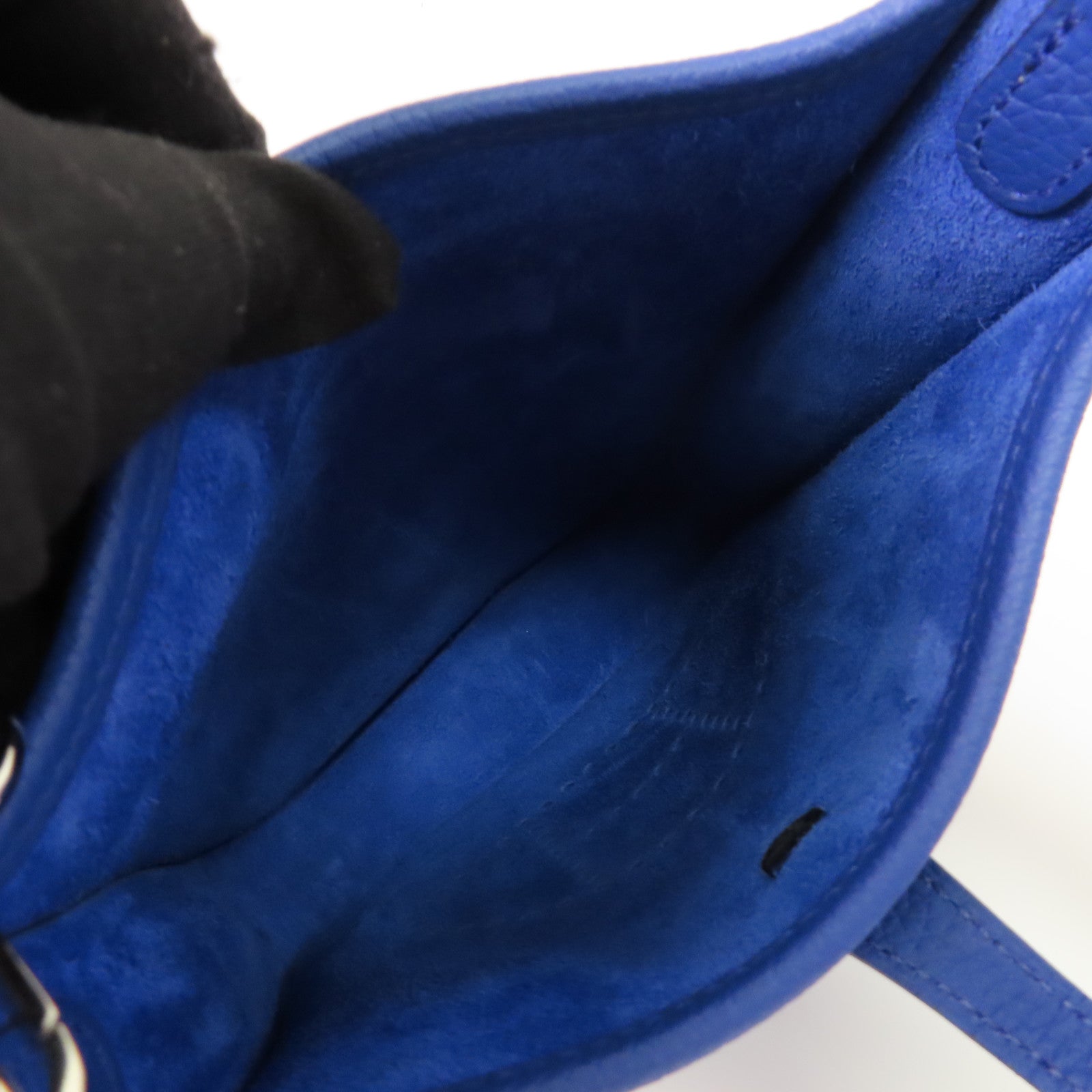 HERMES Clemence皮革Mini Evelyne 16 Shoulder Bag銀扣肩背袋Bleu Royal皇家藍色
