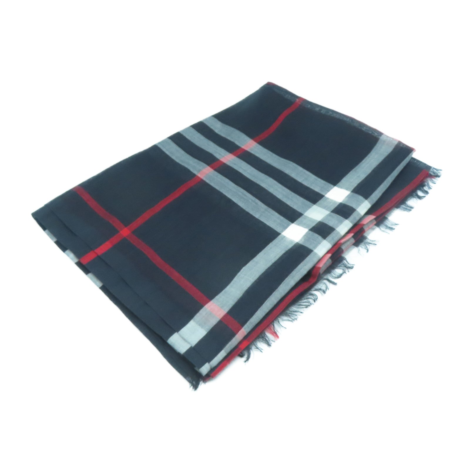 BURBERRY 羊毛/絲質Scarf圍巾深藍色