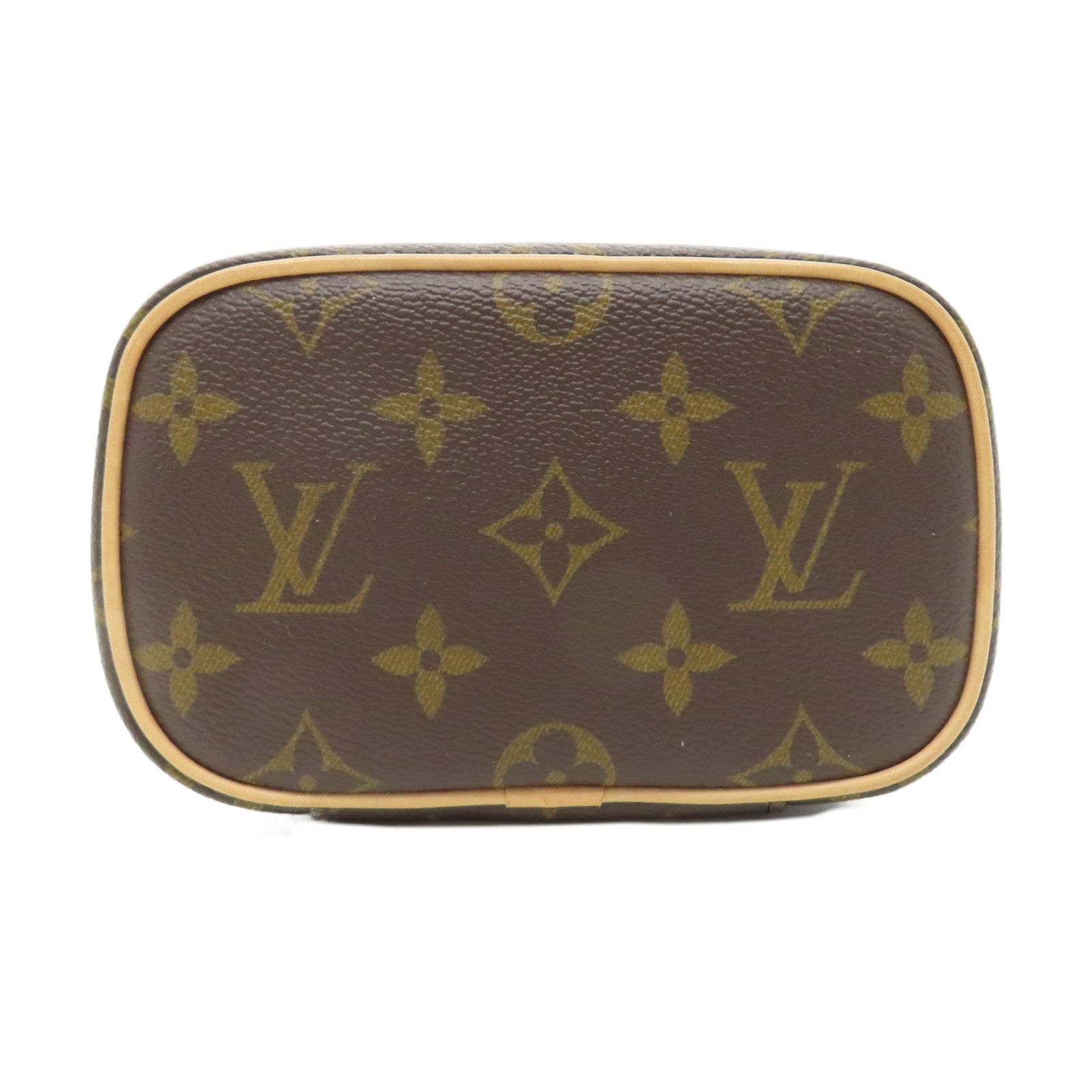 LOUIS VUITTON Monogram Nice Nano Toiletry Pouch金扣化妝袋啡色
