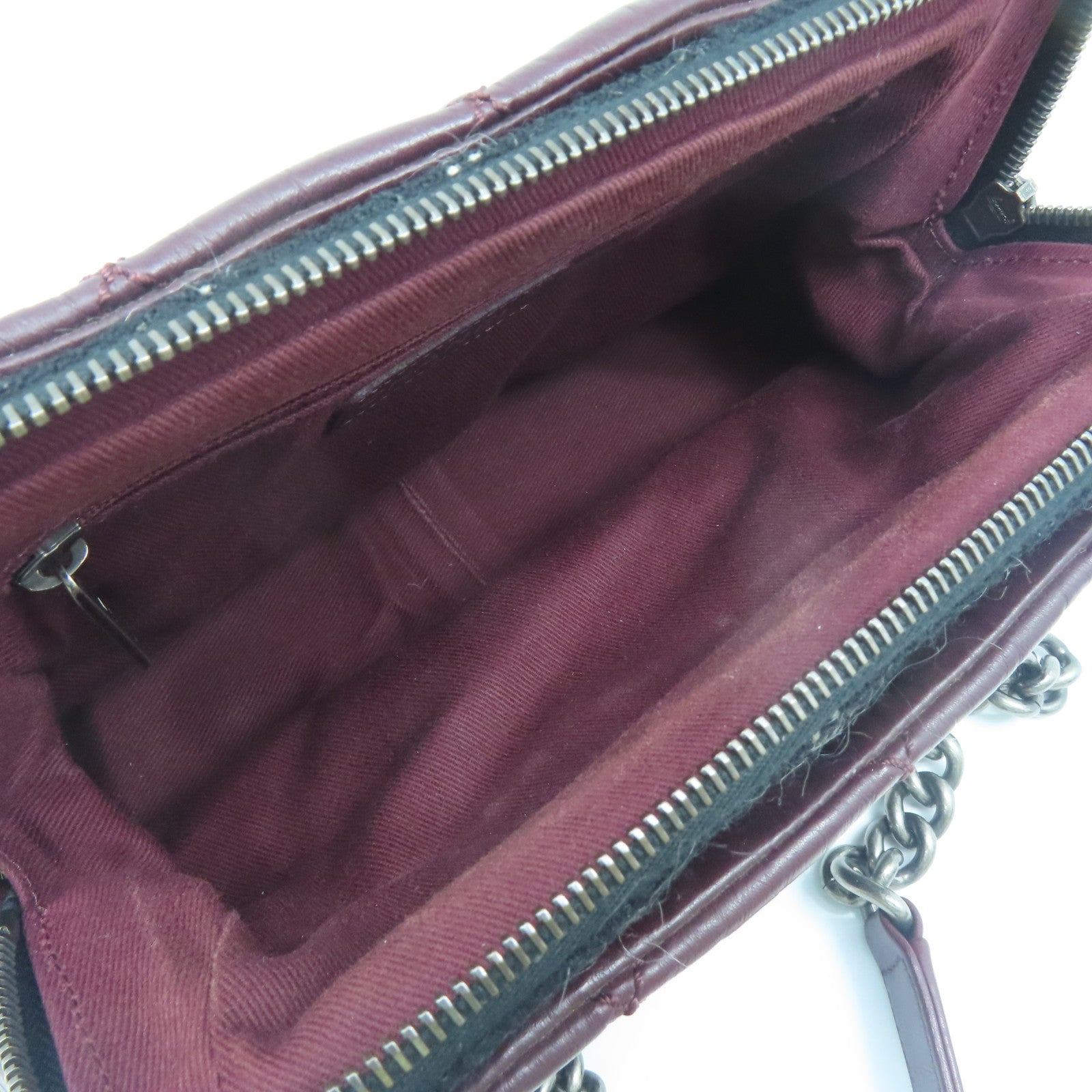 CHANEL 【激減優惠】菱格牛皮皮革Chain Shoulder Bag銀扣鏈帶肩背袋紅色