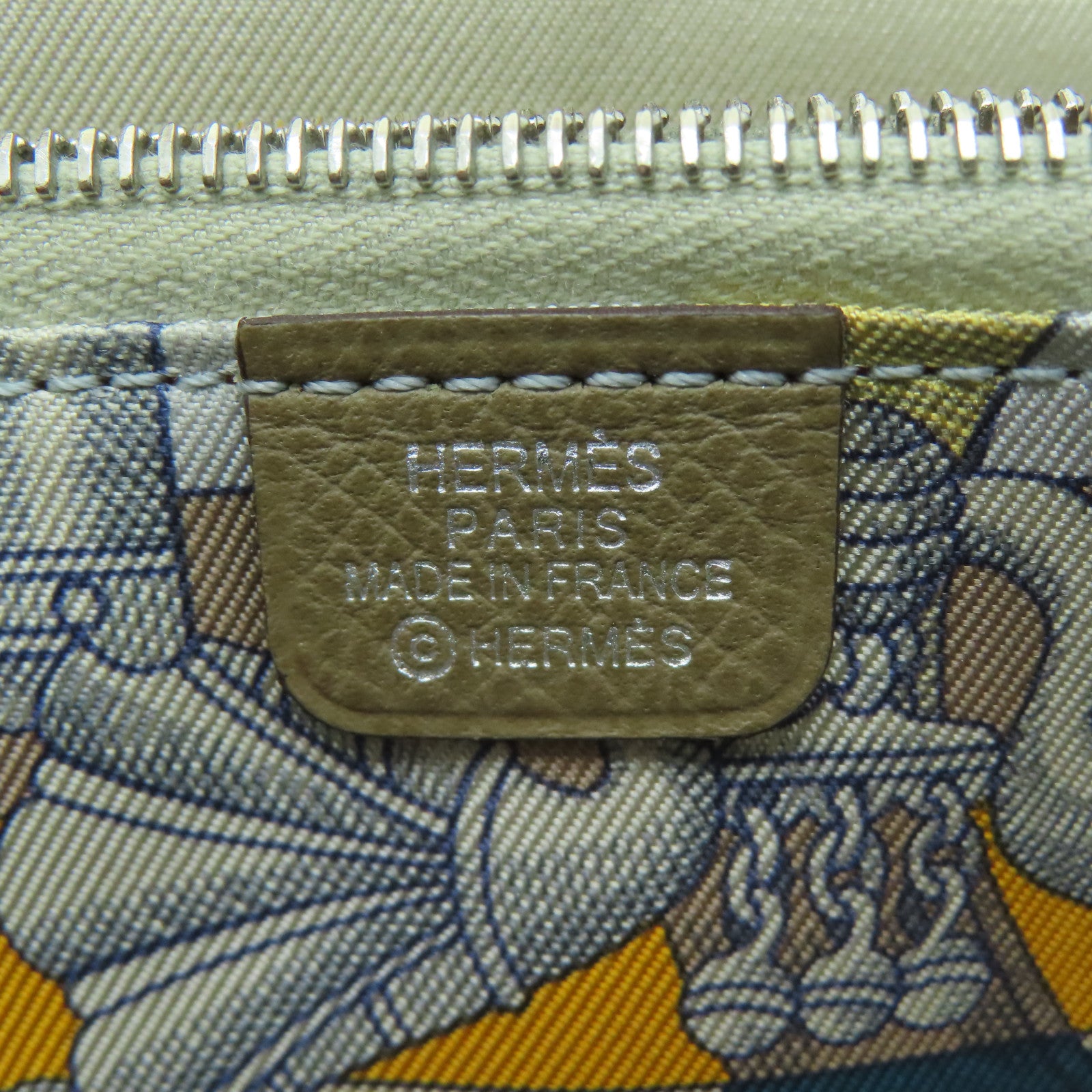 HERMES Veau Epsom皮革Silk In Compact銀扣長錢包大象灰色