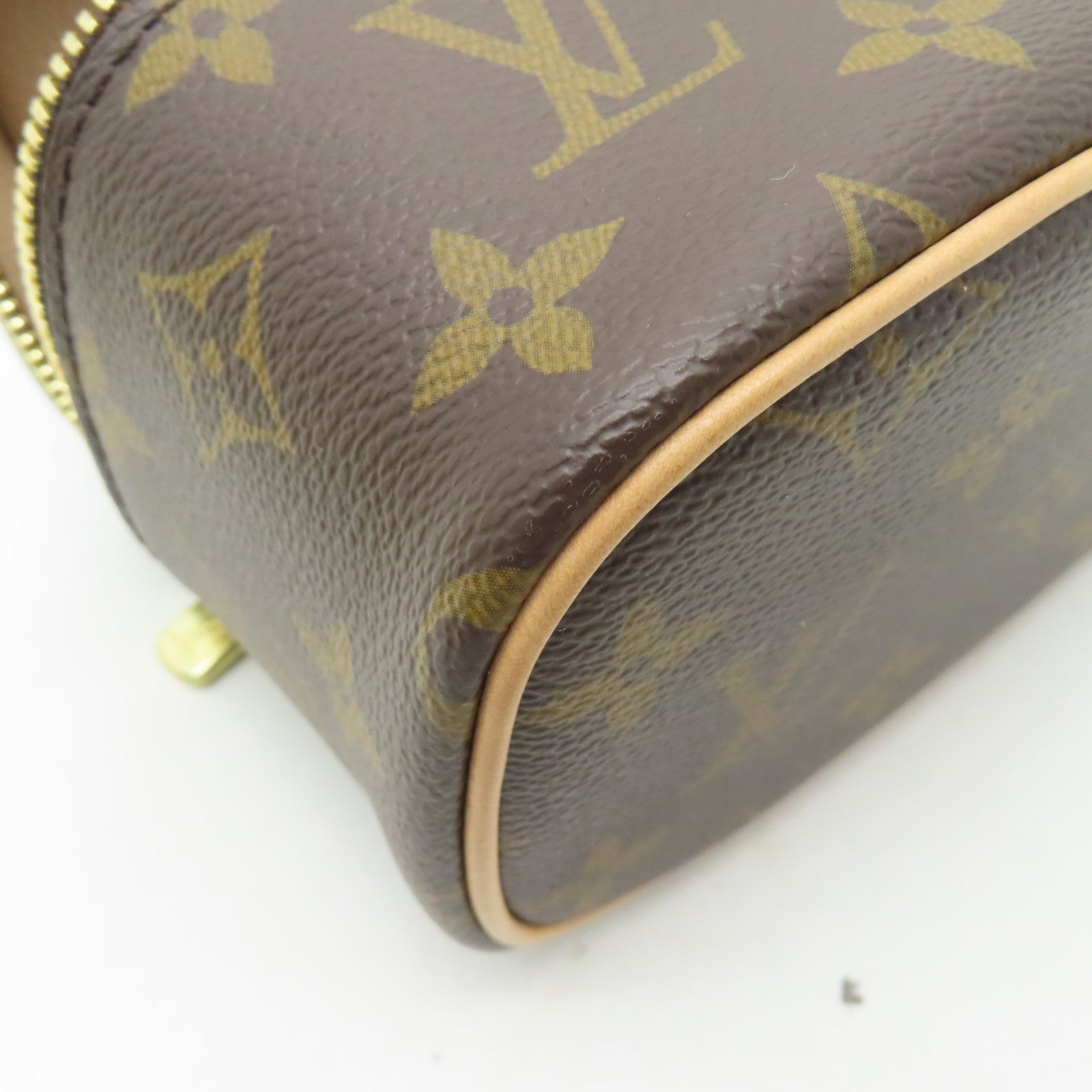LOUIS VUITTON Monogram Nice Nano Toiletry Pouch金扣化妝袋啡色