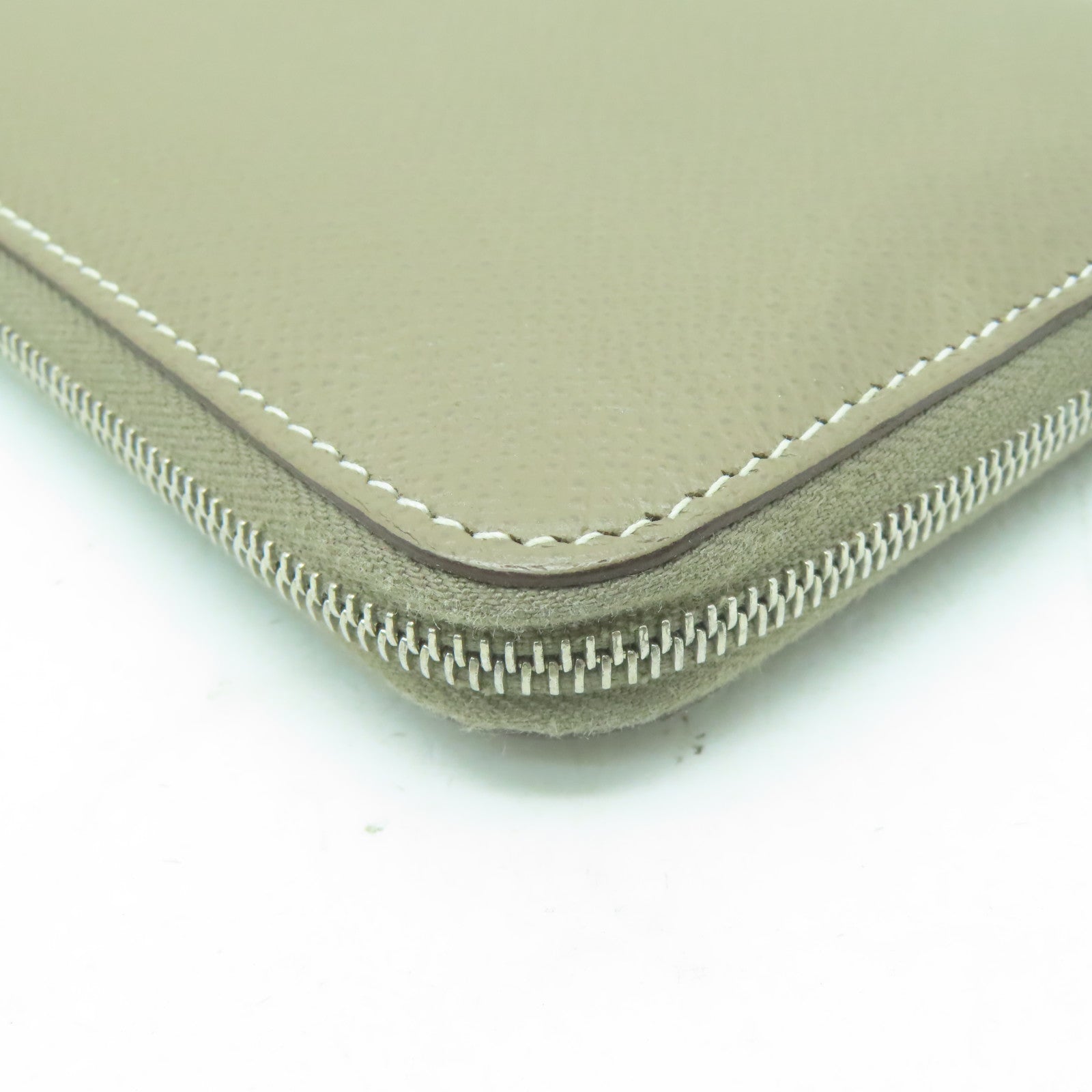 HERMES Veau Epsom皮革Silk In Compact銀扣長錢包大象灰色
