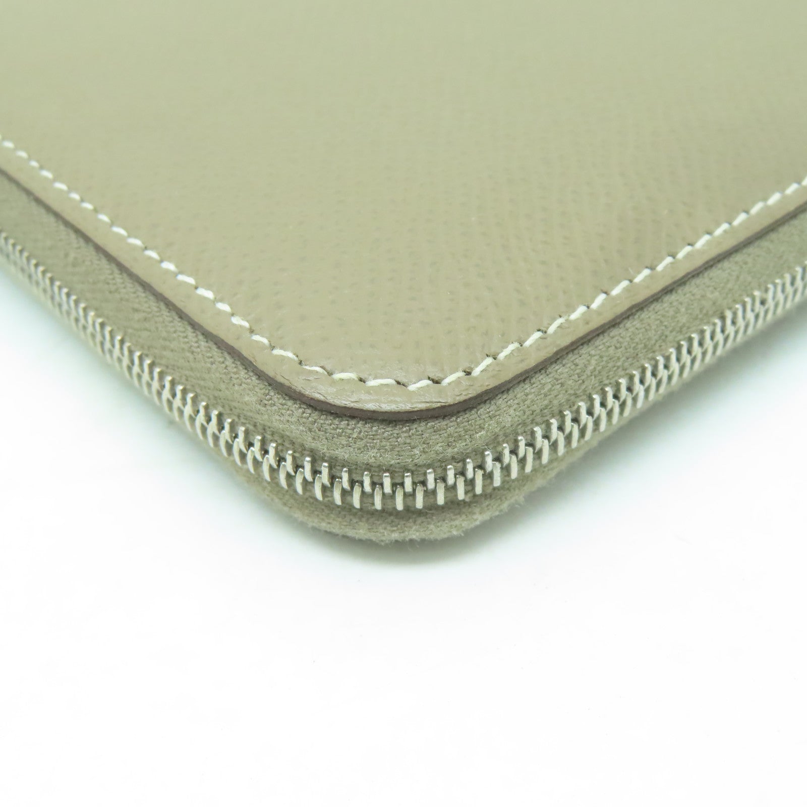 HERMES Veau Epsom皮革Silk In Compact銀扣長錢包大象灰色