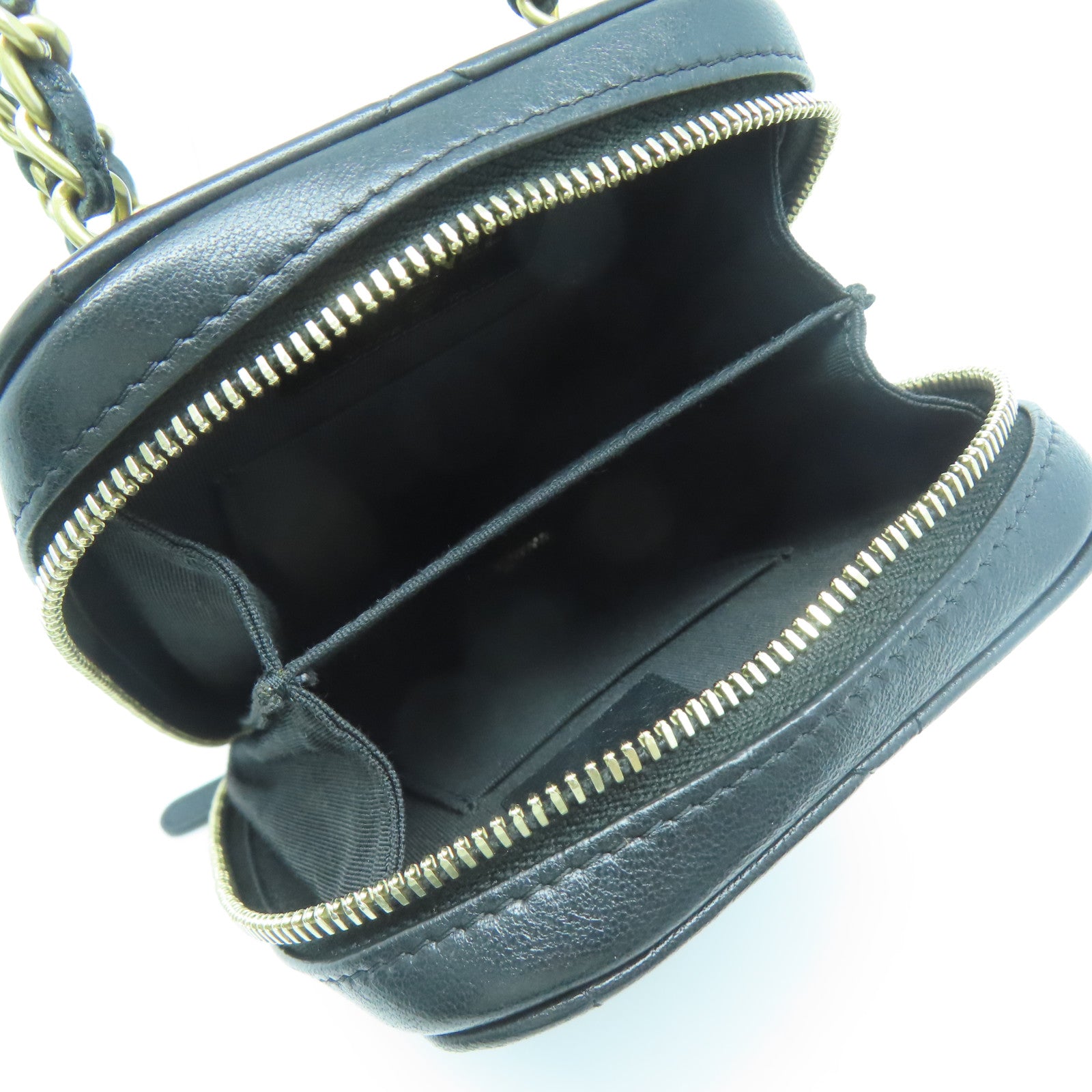 CHANEL 菱格羊皮皮革Shoulder Bag金扣鏈帶肩背袋黑色