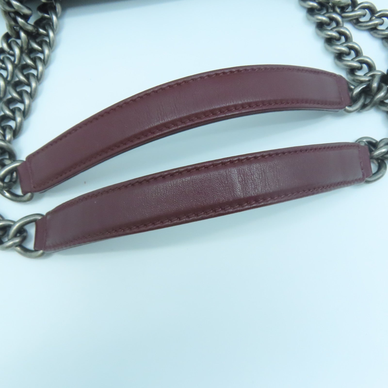 CHANEL 【激減優惠】菱格牛皮皮革Chain Shoulder Bag銀扣鏈帶肩背袋紅色