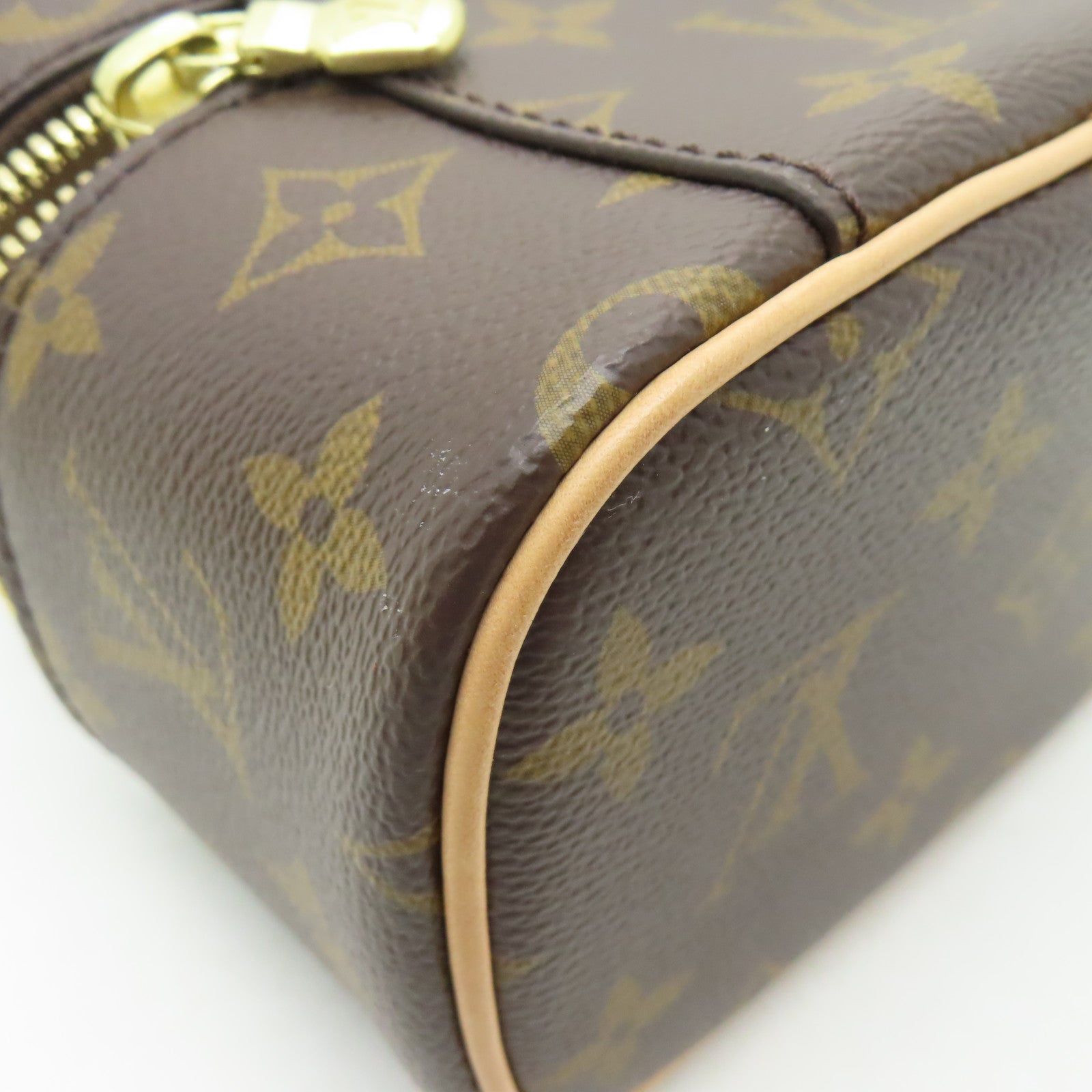 LOUIS VUITTON Monogram Nice Nano Toiletry Pouch金扣化妝袋啡色