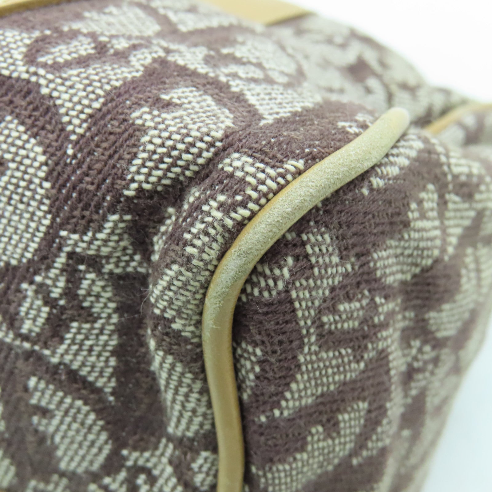 Dior canvas Boston Bag gold buckle handle bag brown