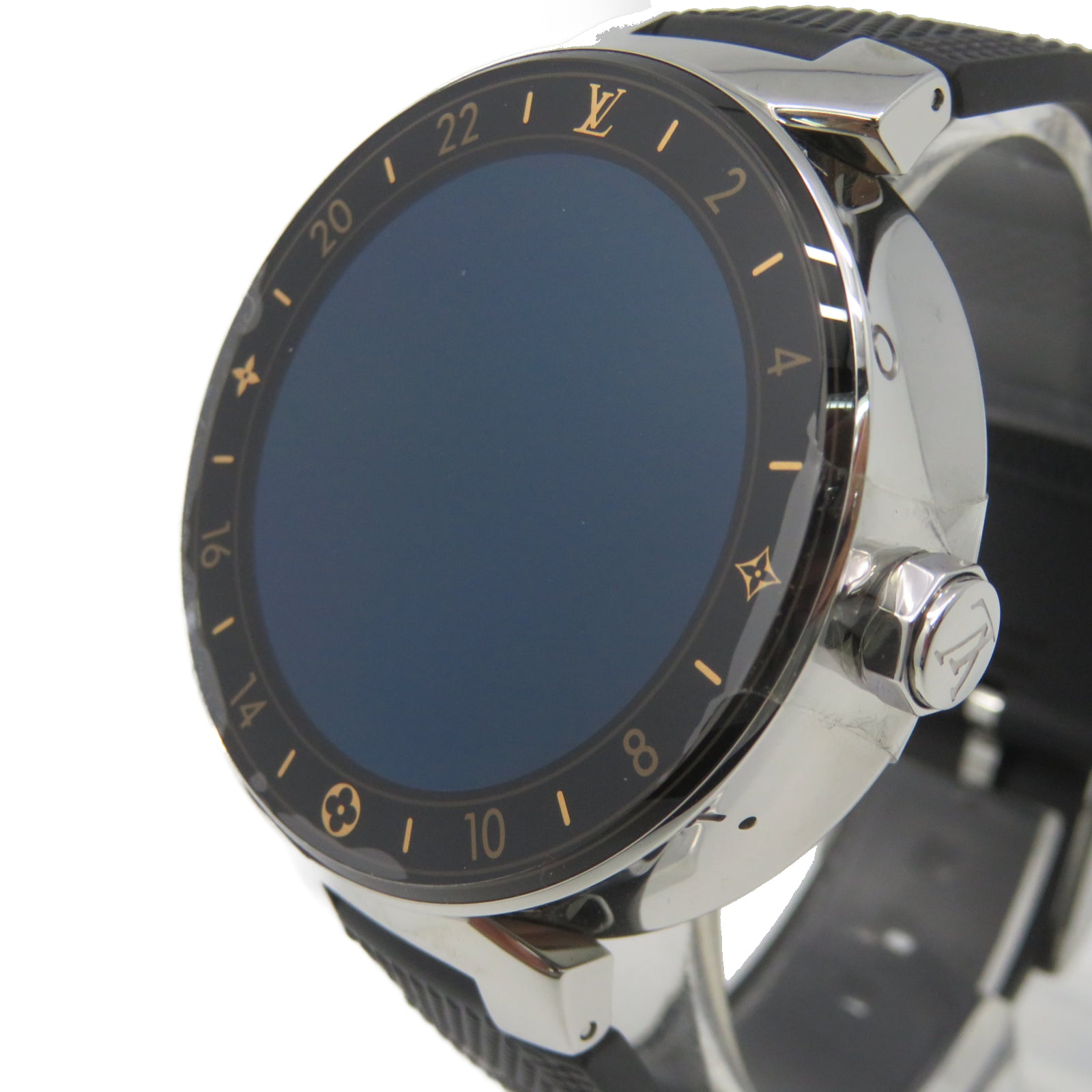 LOUIS VUITTON Tambour Stainless Steel Watch Quartz Movement Black