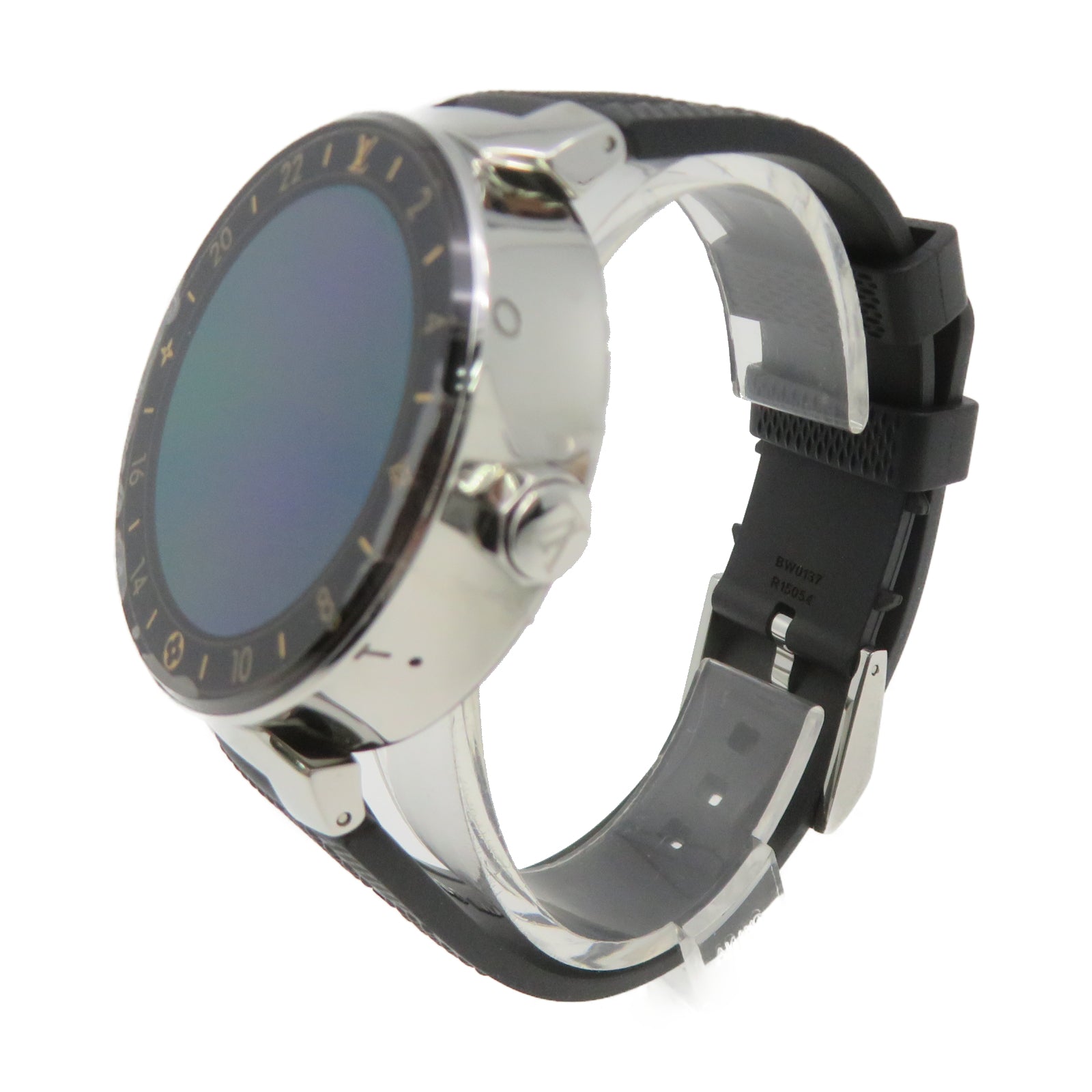 LOUIS VUITTON Tambour Stainless Steel Watch Quartz Movement Black
