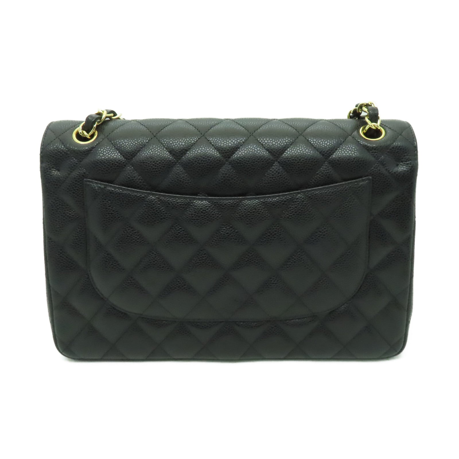 CHANEL 菱格Caviar皮革Classic Flap 30金扣鏈帶肩背袋黑色