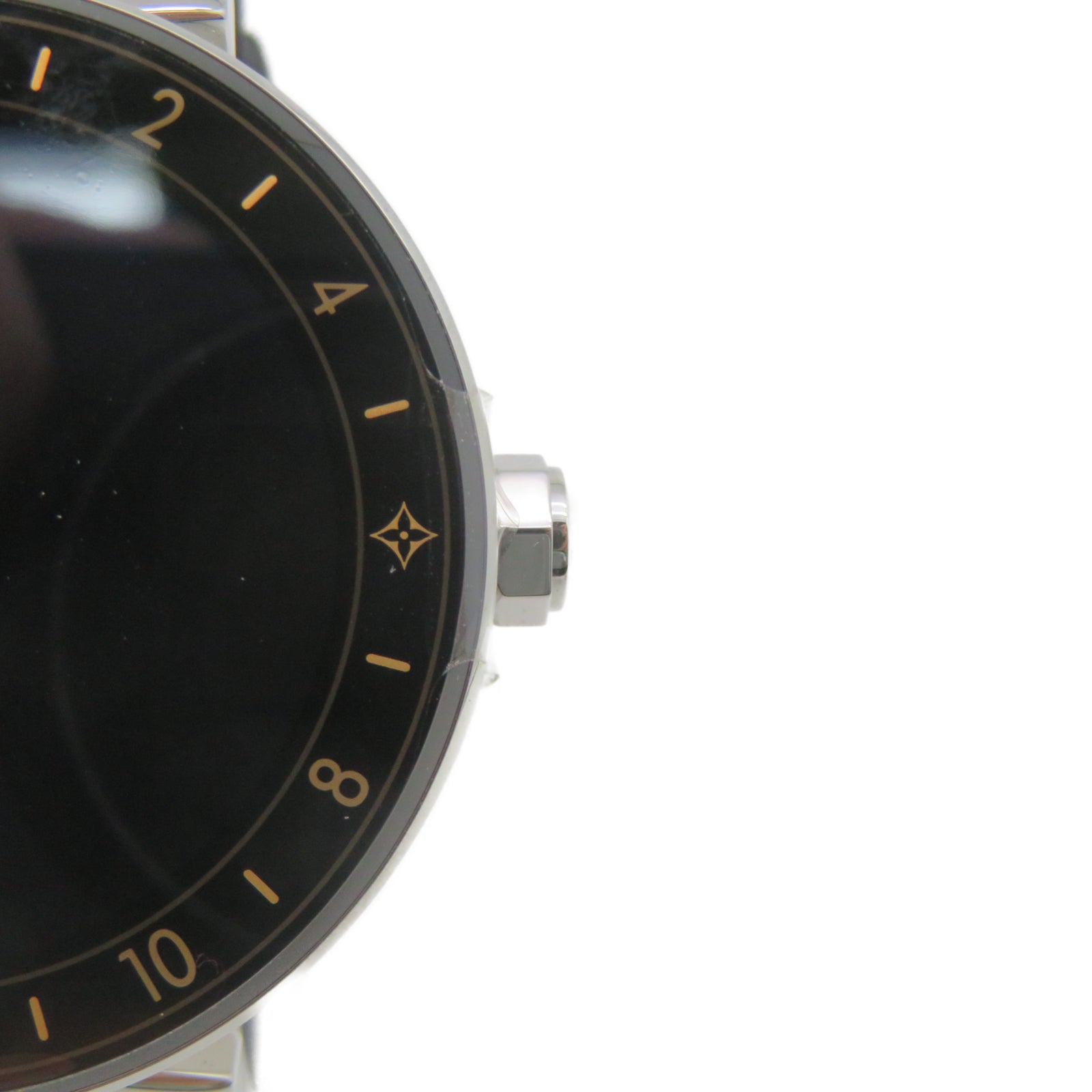 LOUIS VUITTON Tambour Stainless Steel Watch Quartz Movement Black