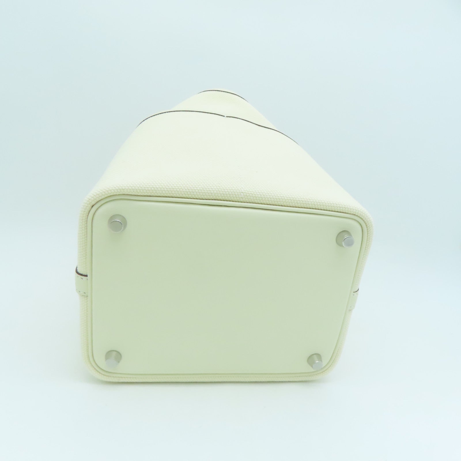 HERMES Toile Canvas Picotin Cargo银扣手挽袋白色/Nata