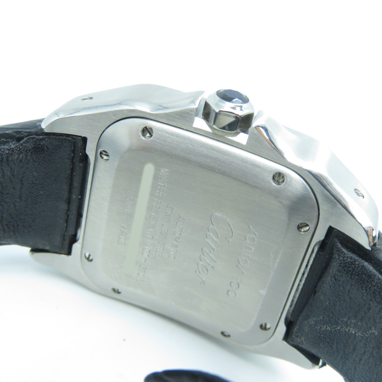 CARTIER Santos 100不銹鋼自動機芯手錶白色/黑色
