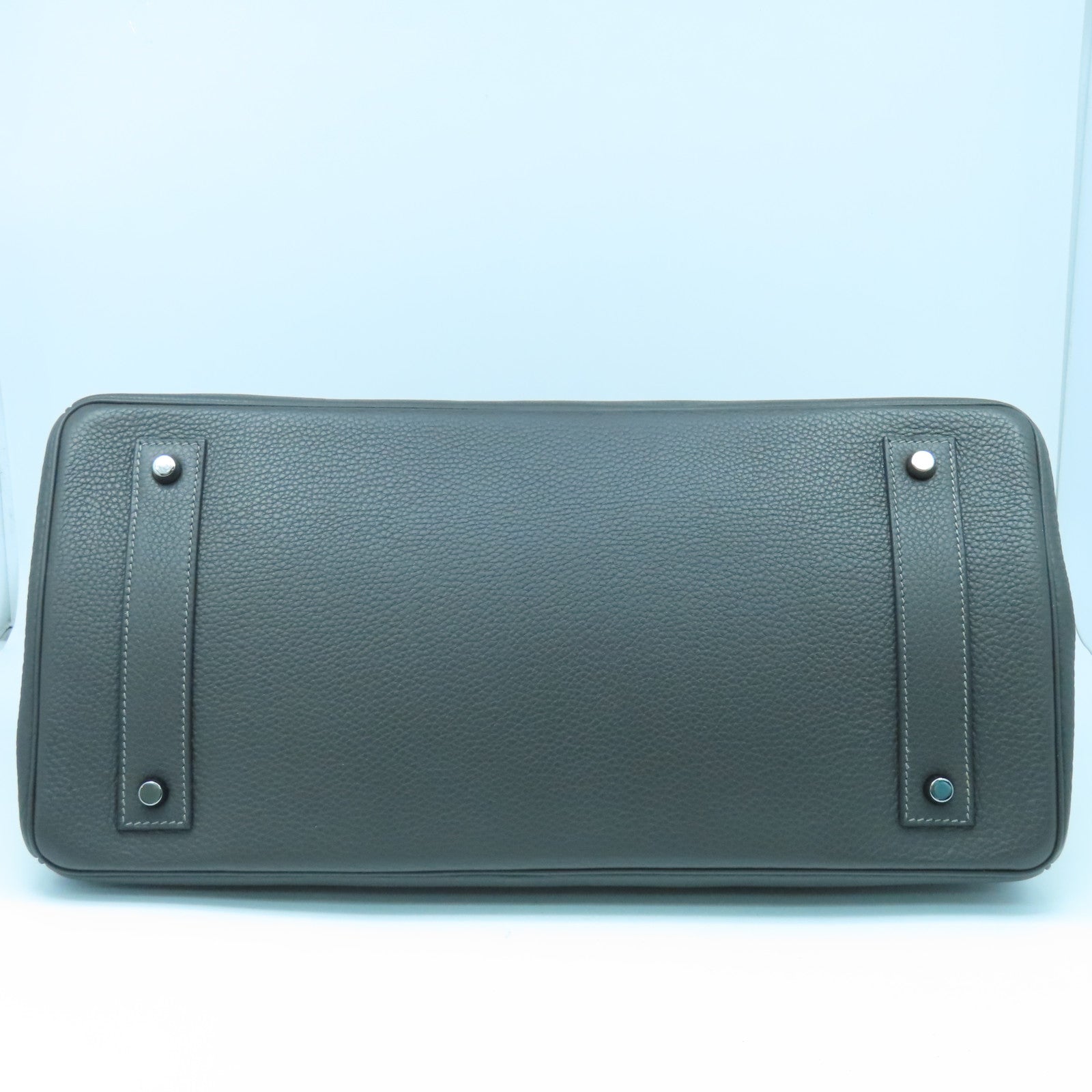HERMES Clemence皮革Shoulder Birkin銀扣肩背袋灰色