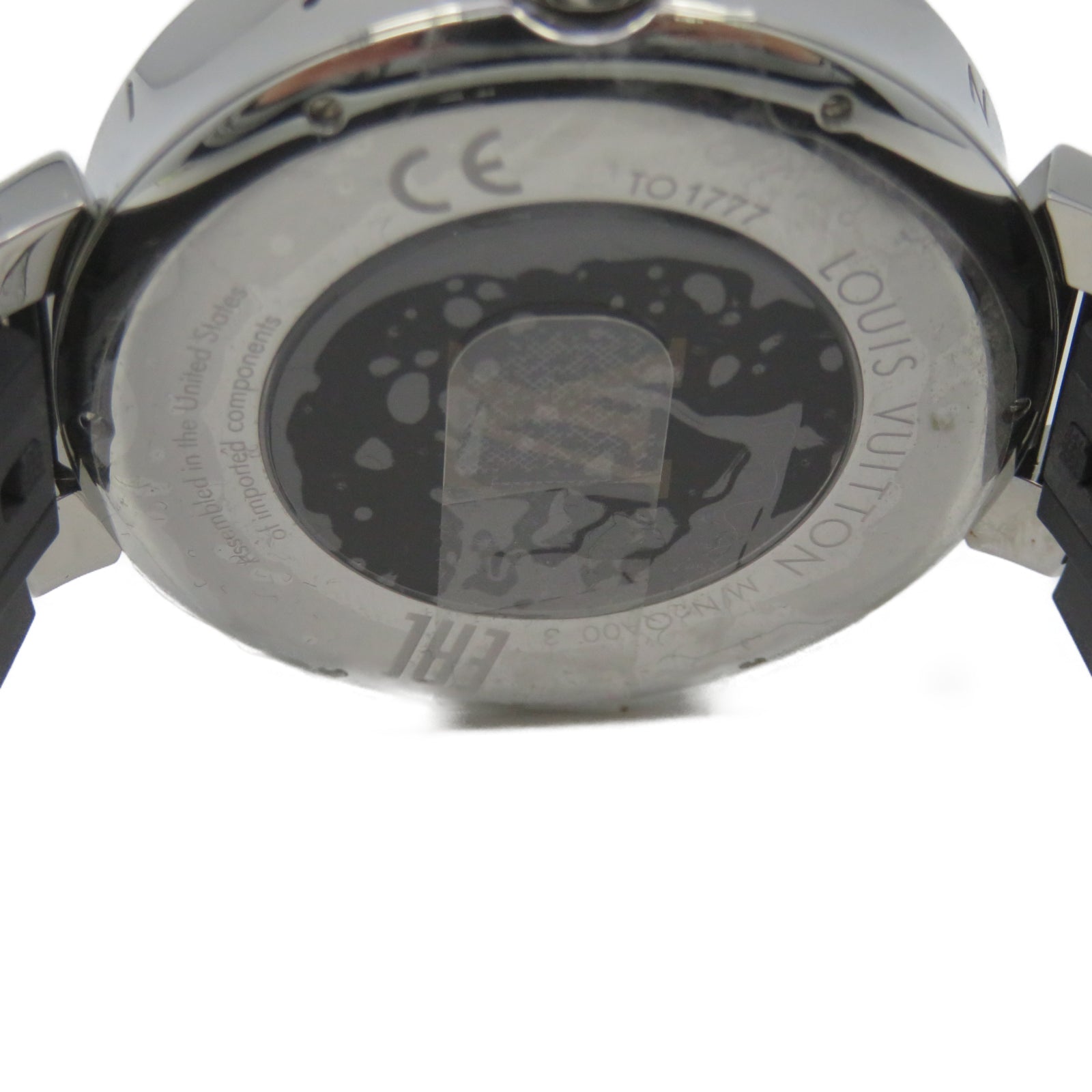 LOUIS VUITTON Tambour Stainless Steel Watch Quartz Movement Black