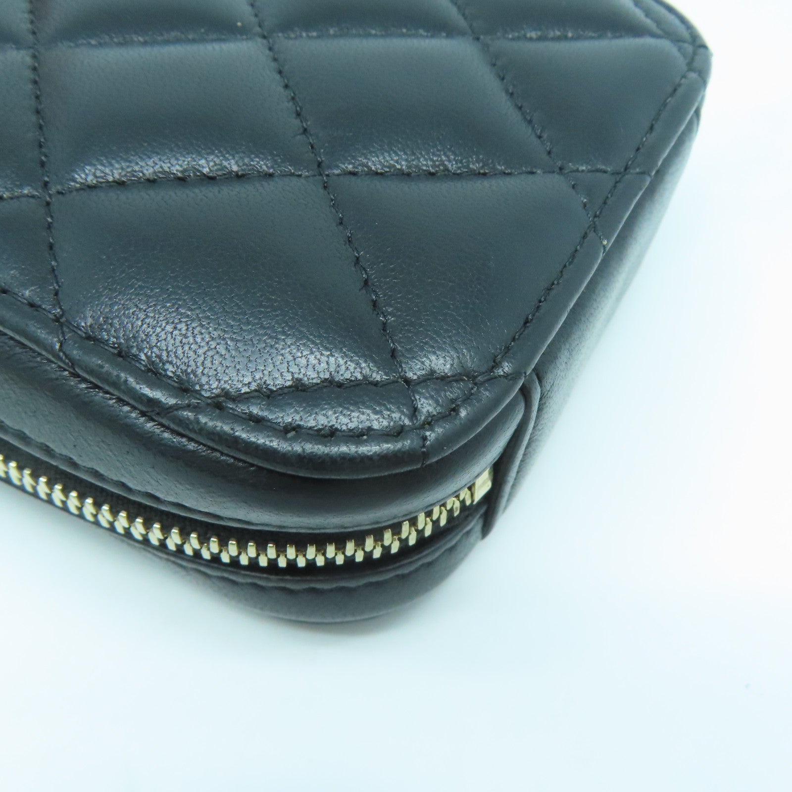 CHANEL 菱格羊皮皮革Shoulder Bag金扣鏈帶肩背袋黑色