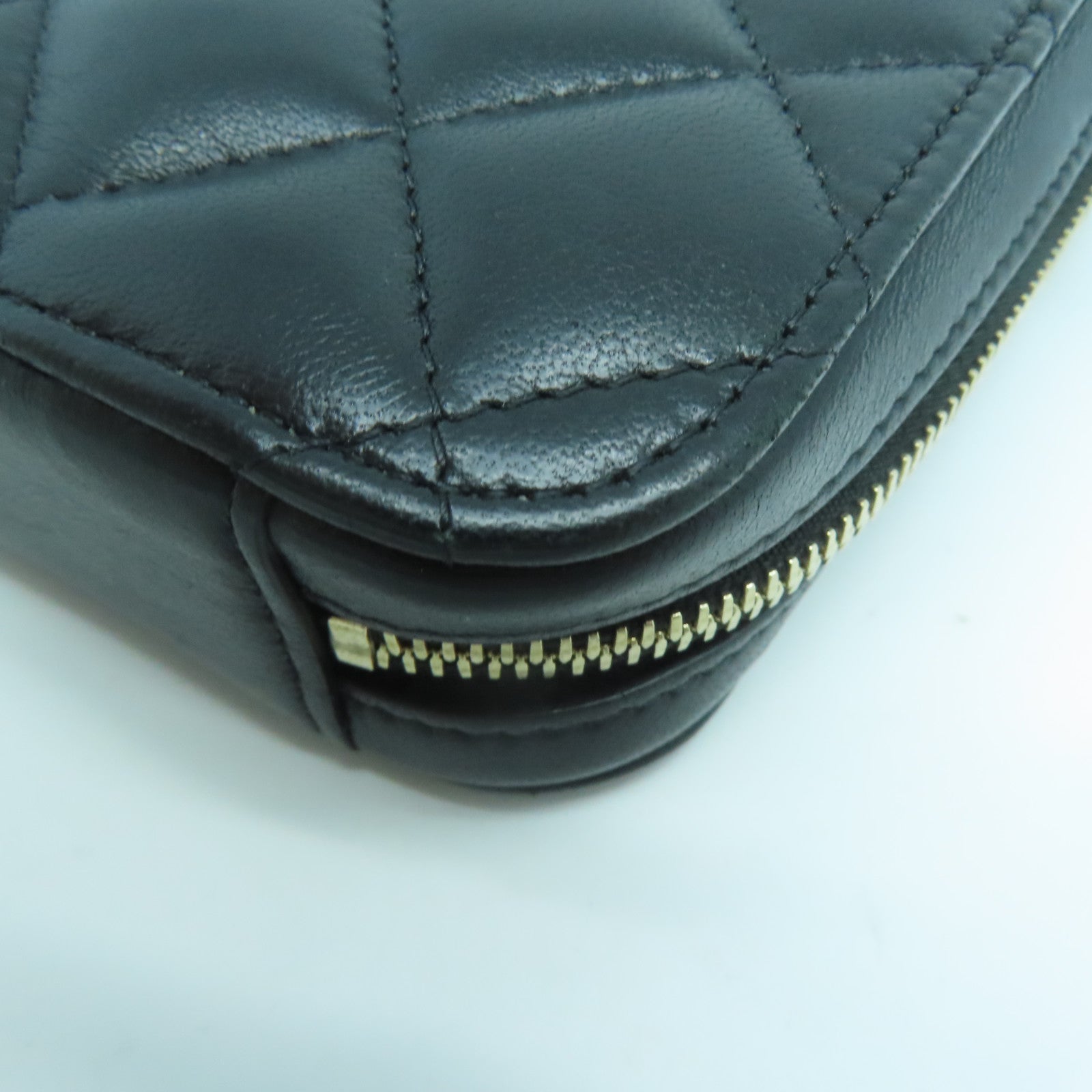 CHANEL 菱格羊皮皮革Shoulder Bag金扣鏈帶肩背袋黑色