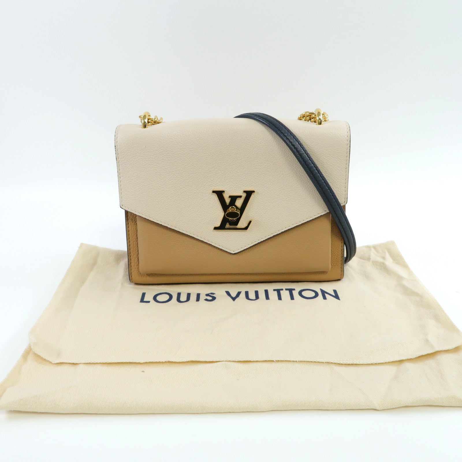 LOUIS VUITTON 牛皮皮革Rock Me Chain金扣肩背袋白色/米色