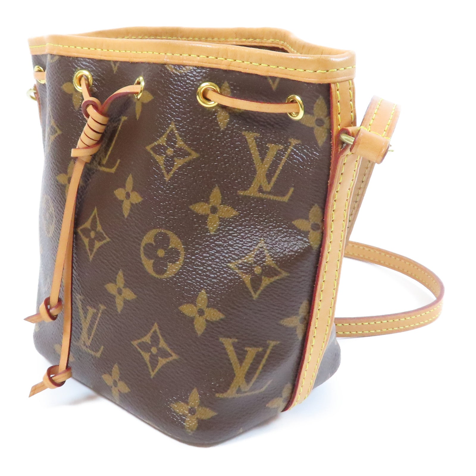 LOUIS VUITTON Monogram Nano Noe金扣肩背袋啡色