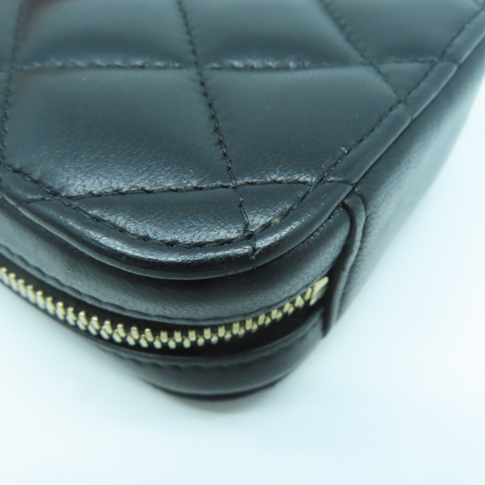 CHANEL 菱格羊皮皮革Shoulder Bag金扣鏈帶肩背袋黑色