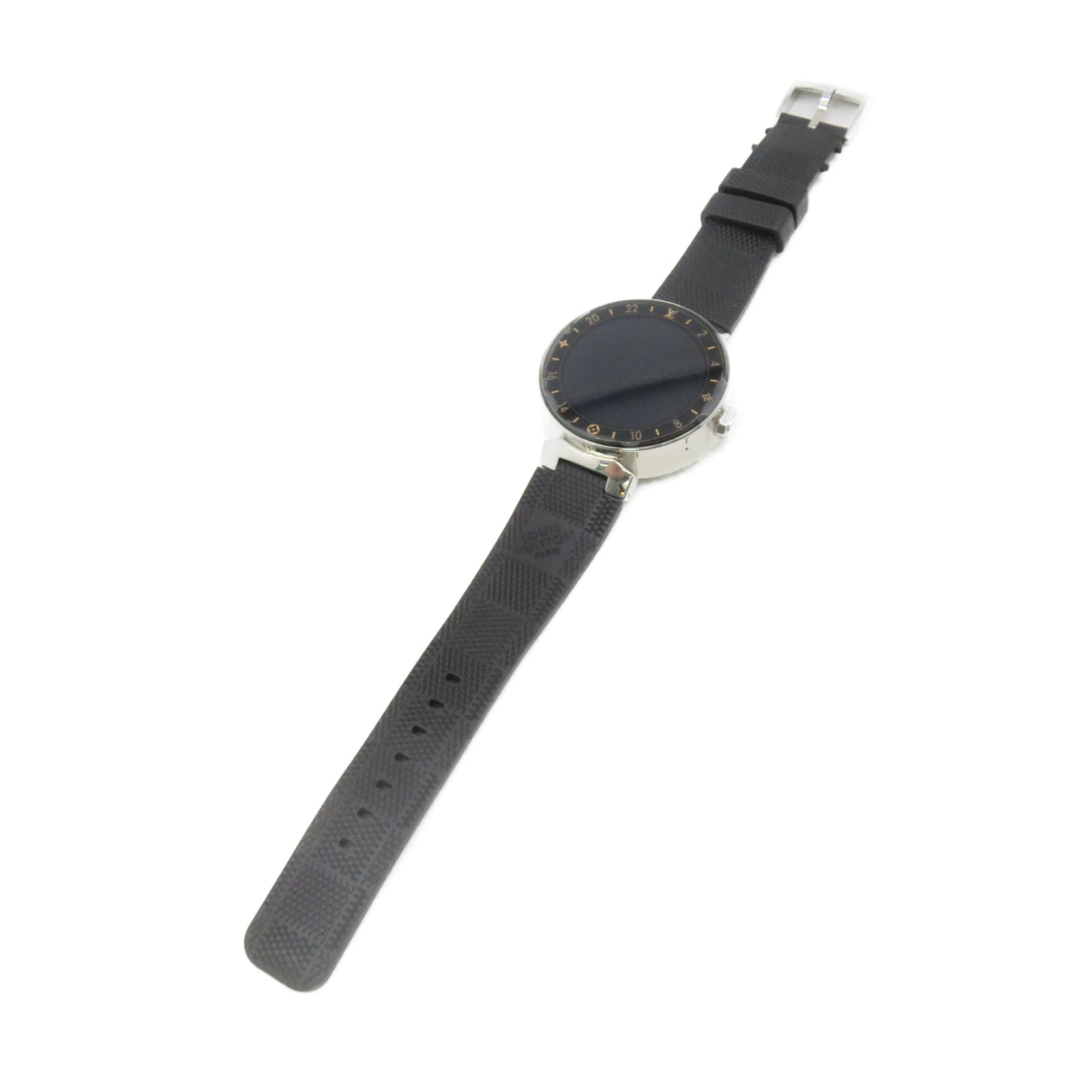 LOUIS VUITTON Tambour Stainless Steel Watch Quartz Movement Black
