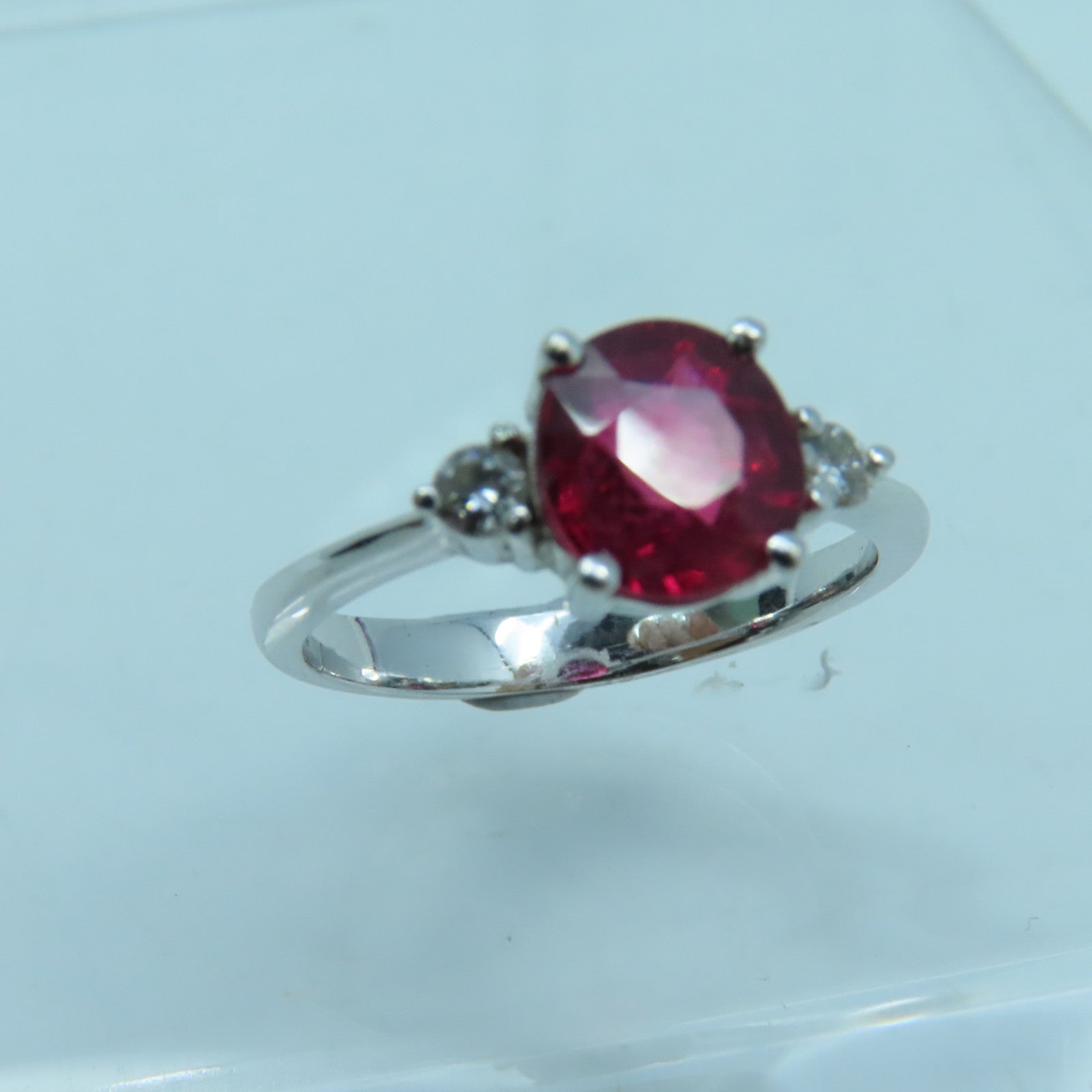 JEWELRY 18K White Gold Ruby Diamond Ring Ruby Diamond Ring US#5.25