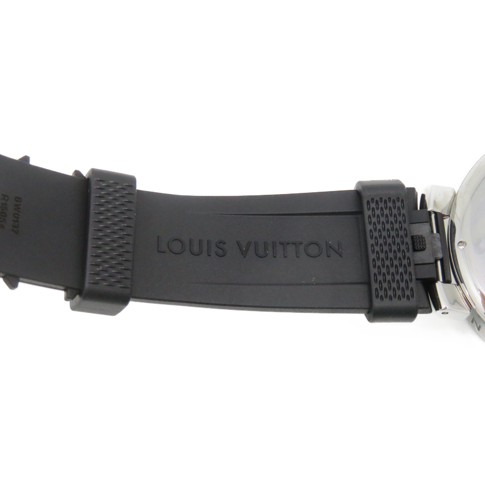 LOUIS VUITTON Tambour Stainless Steel Watch Quartz Movement Black
