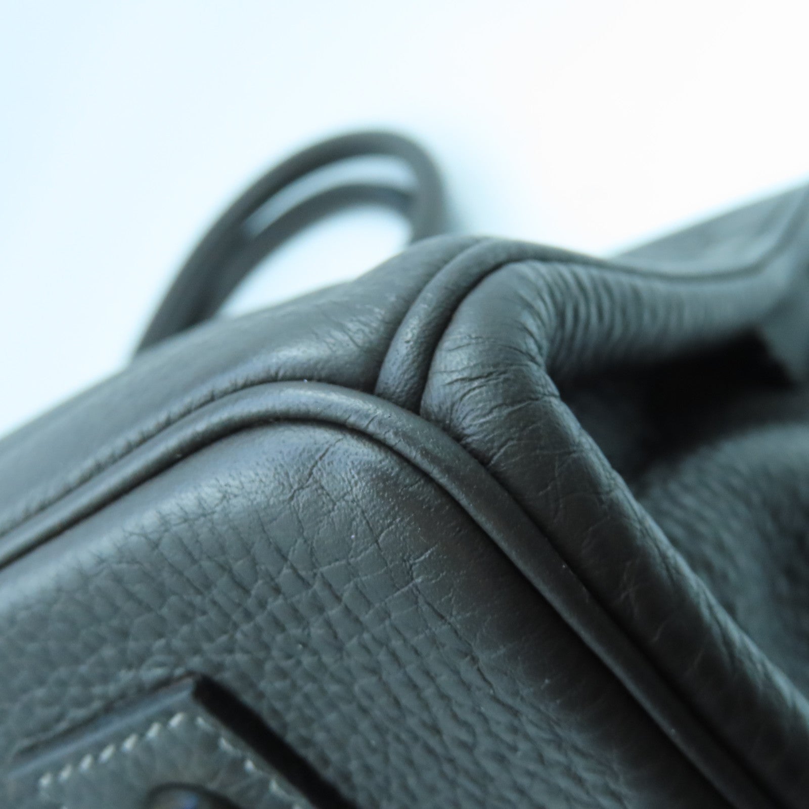 HERMES Clemence皮革Shoulder Birkin銀扣肩背袋灰色