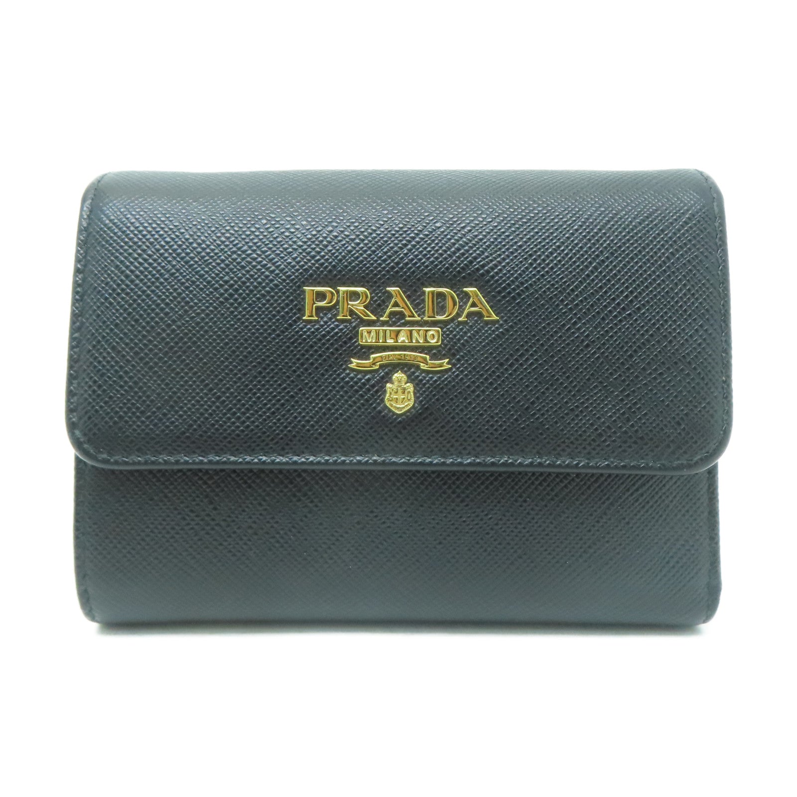 PRADA 牛皮皮革Wallet金扣錢包黑色