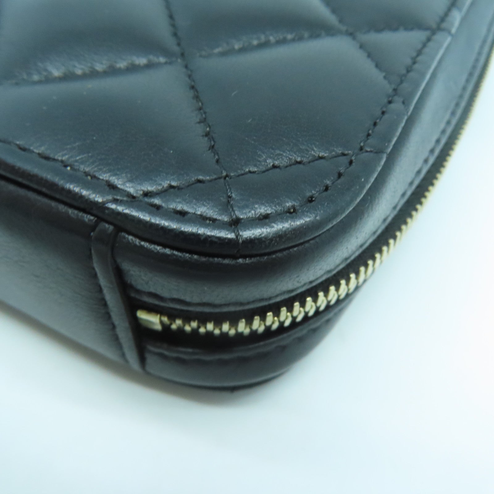 CHANEL 菱格羊皮皮革Shoulder Bag金扣鏈帶肩背袋黑色
